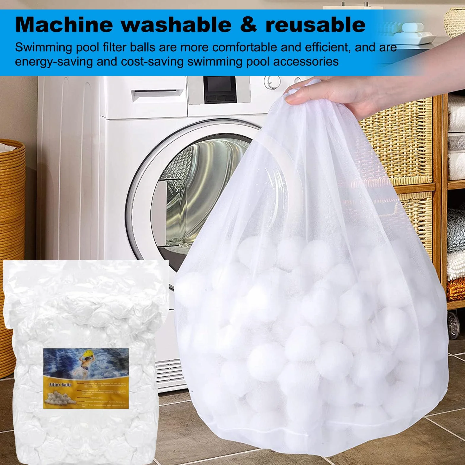 Kulki filtrujące, 200 g, kulki filtrujące do instalacji filtracyjnych piaskowych, piłki filtrujące do basenów, wata filtrująca, do akwarium, kulki filtrujące do instalacji piaskowych, białe