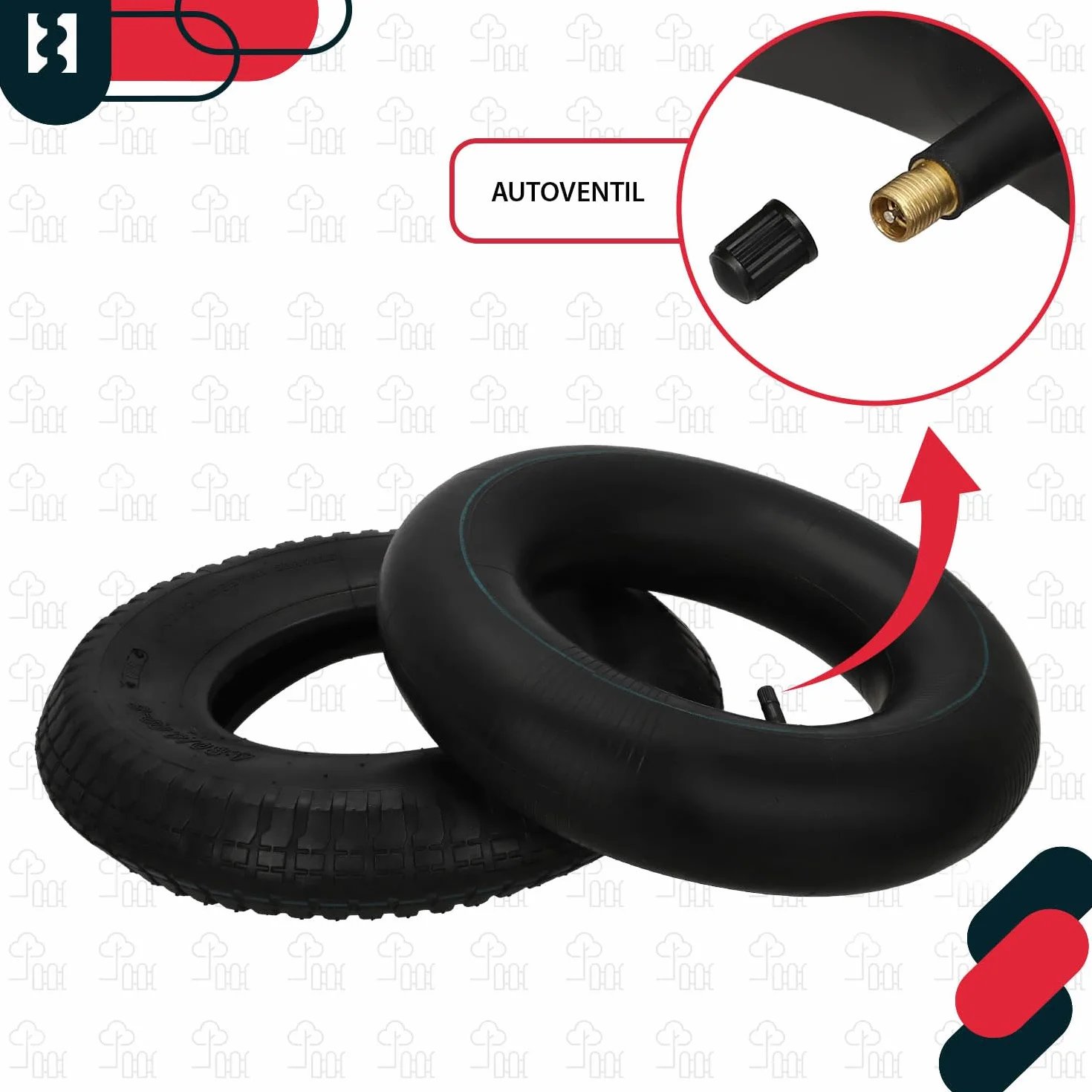 KOTARBAU® Opona z Dętką do Koła Taczki - Wózków - ⌀ 40 cm - Opona 6PR – Dętka Zamienna do Taczek – ⌀ 35 cm