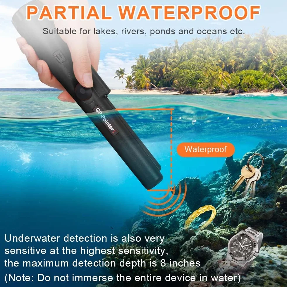 Flintronic Pinpointer, wykrywacz metalu, przenośny wykrywacz metali 360°, pinpointer, wodoodporny, ręczny wskaźnik pinpointer, z diodami LED i kaburą, narzędzie do wykrywania metali do lokalizowania