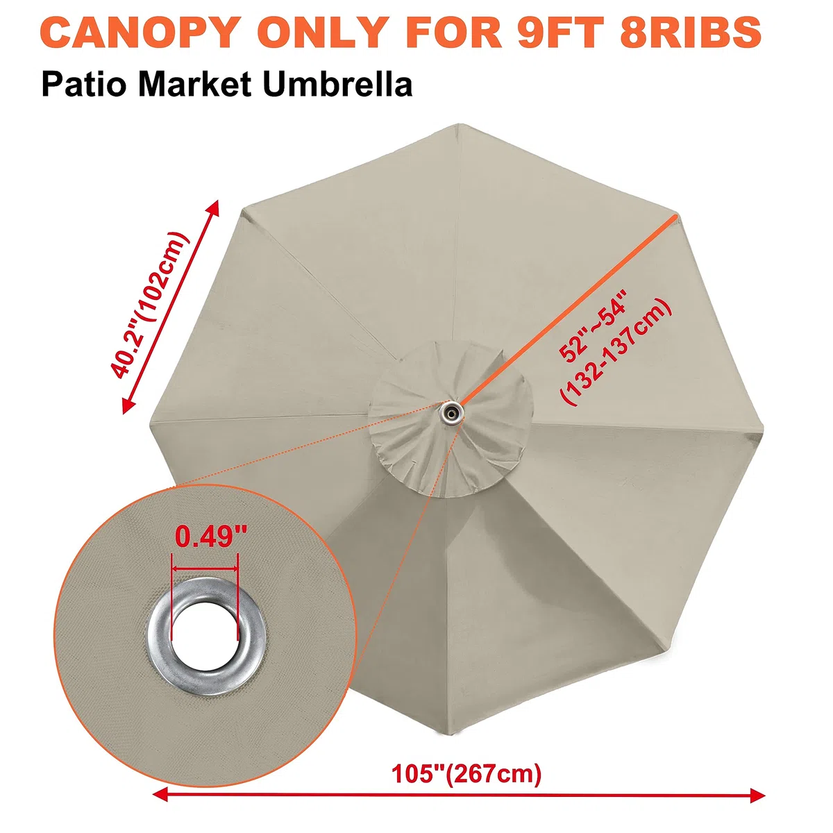 EliteShade Parasol przeciwsłoneczny na taras, 2,7 m, beżowy
