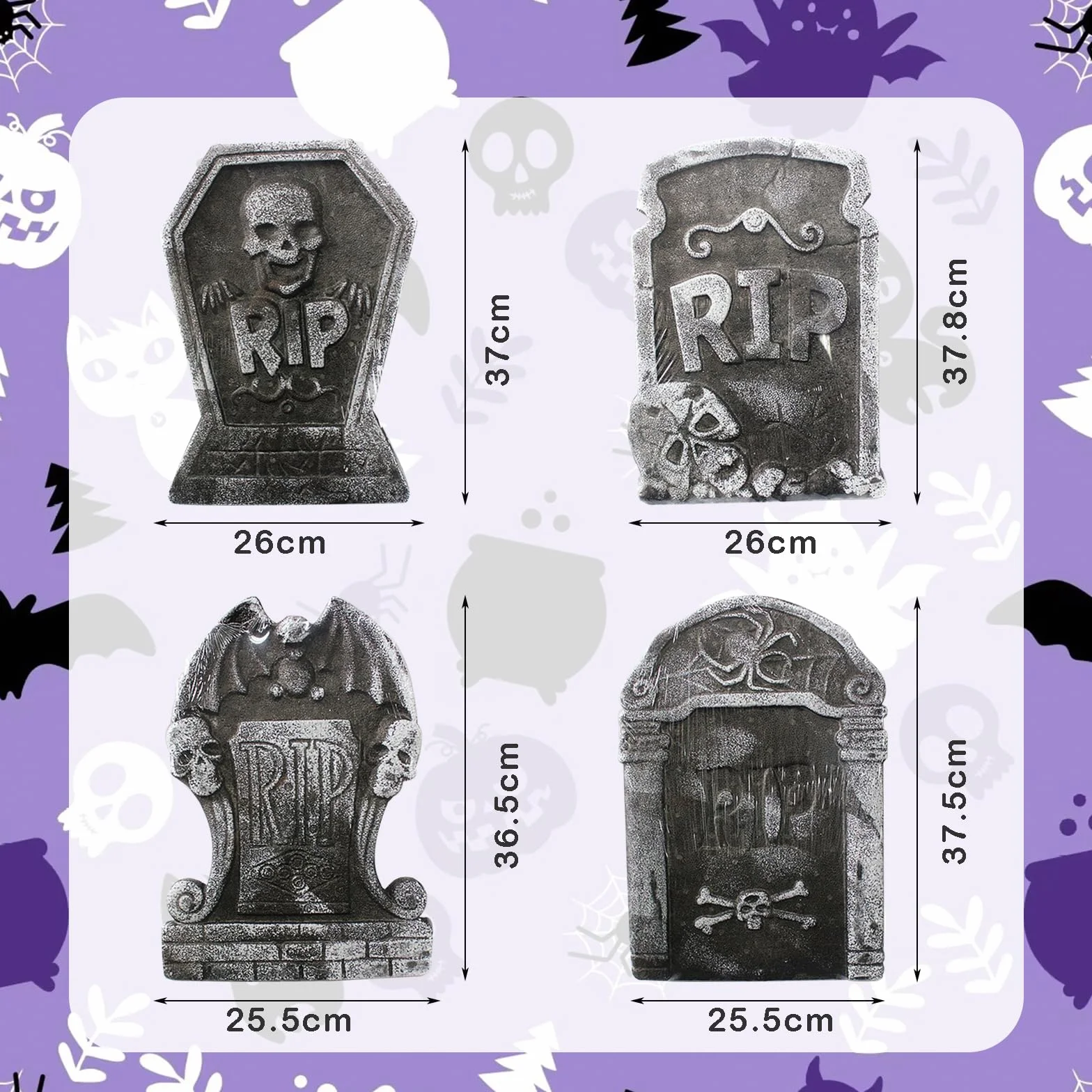 POPOYU 4-pak piankowych kamieni nagrobnych Halloween dekoracje ogrodowe nagrobki vintage
