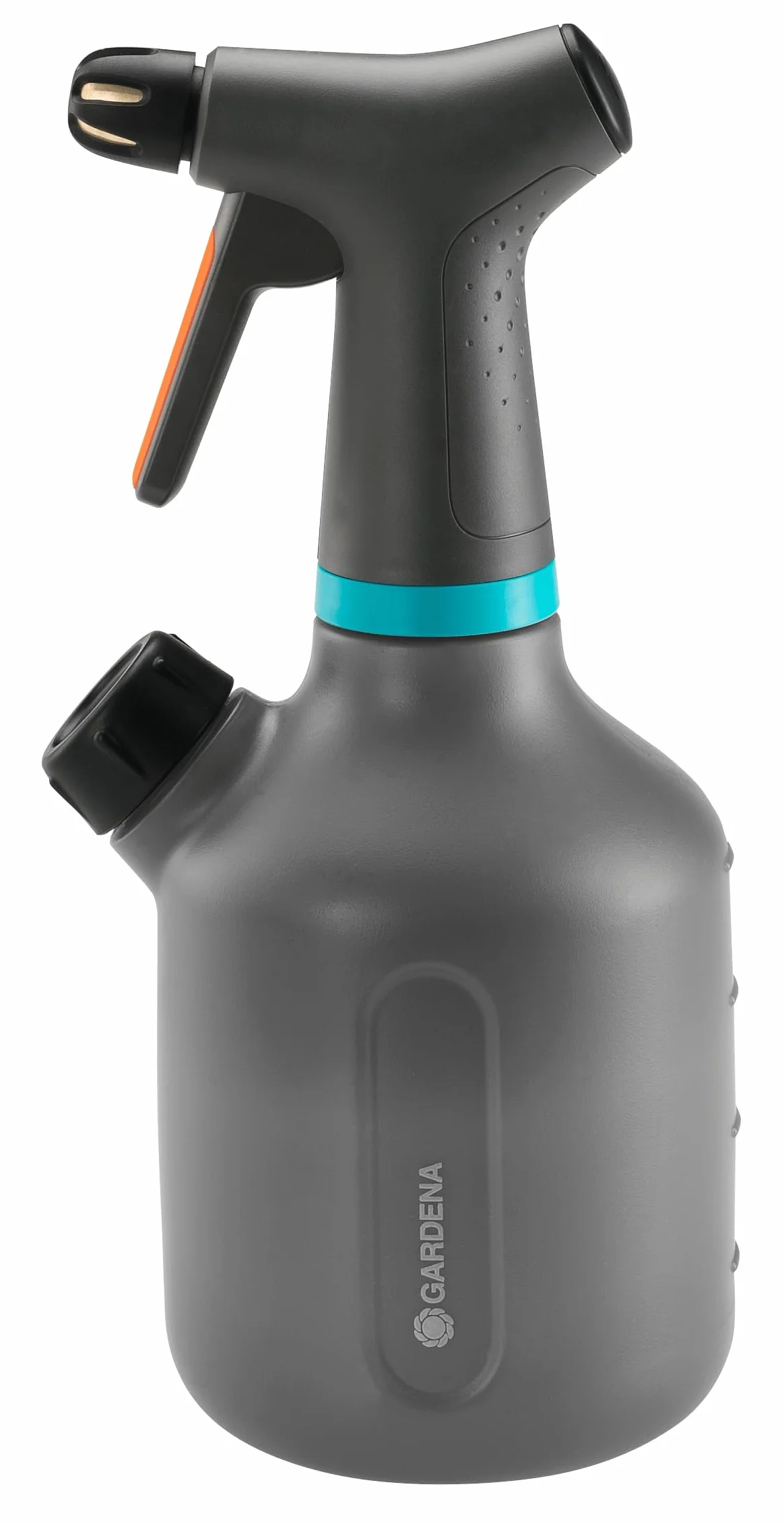 Gardena opryskiwacz z pompką 1 l: Opryskiwacz z pompką do wnętrz z funkcją 360°, dysza mosiężna, duży otwór, przezroczysta konstrukcja, zintegrowana pokrywka dozująca, z wskaźnikiem poziomu (11112-20)