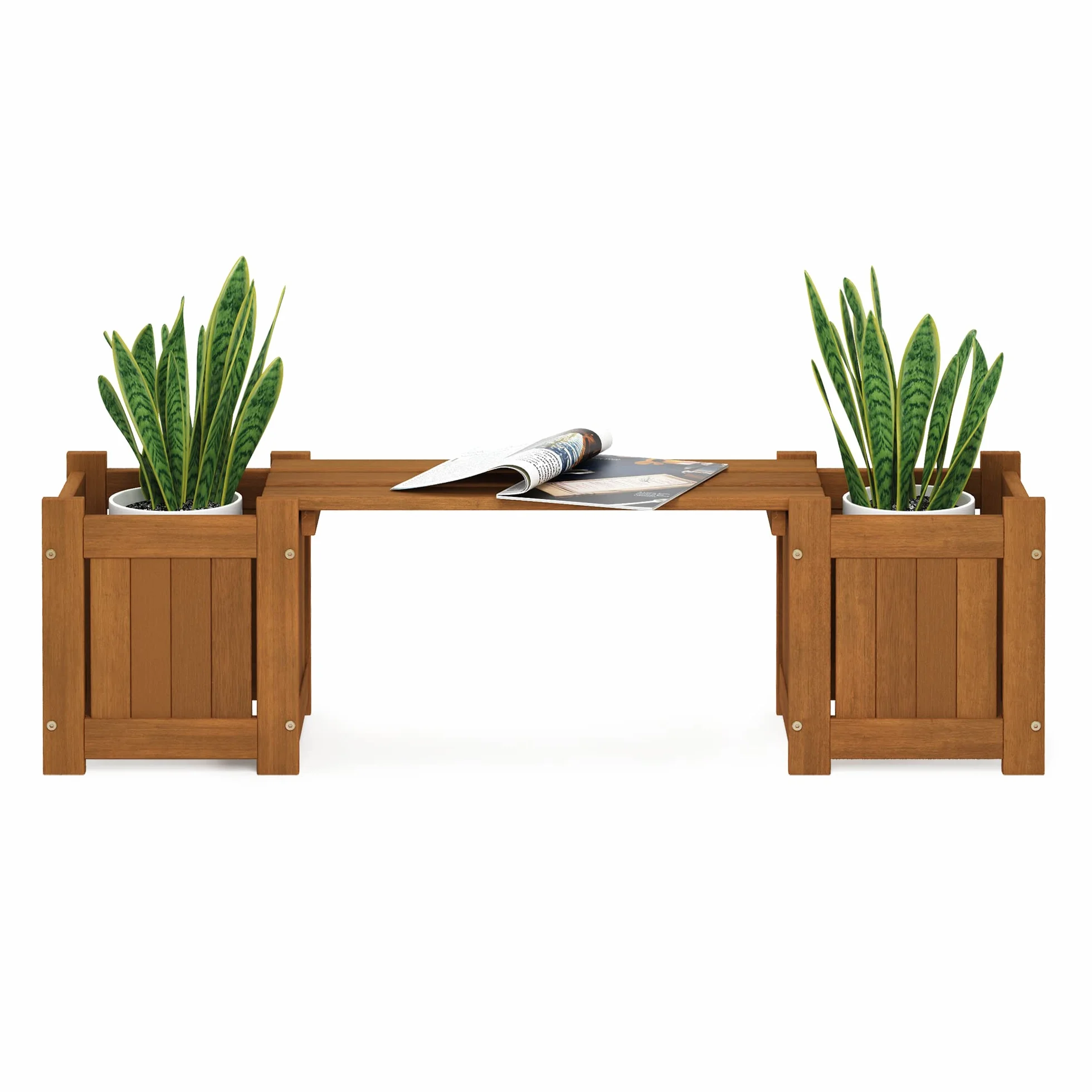 Furinno FG20464 Mini skrzynka na rośliny z twardego drewna, drewno meranti, naturalne, 26,16 x 100,33 x 29,72