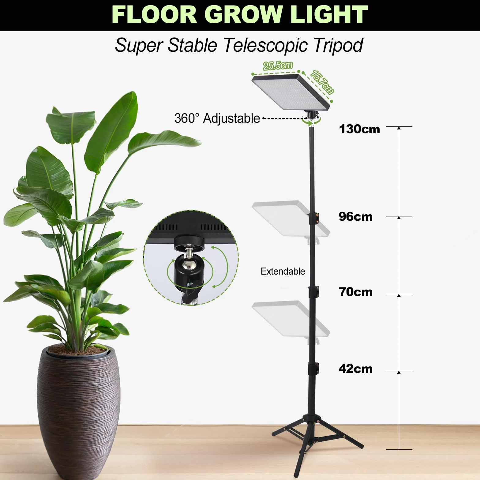MICCYE Lampa LED do Roślin ze Stojakiem Pełne Spektrum UV-IR 286 diod LED Lampa do Uprawy z Timerem 4/8/12H Możliwość Ściemniania Światło dla Roślin