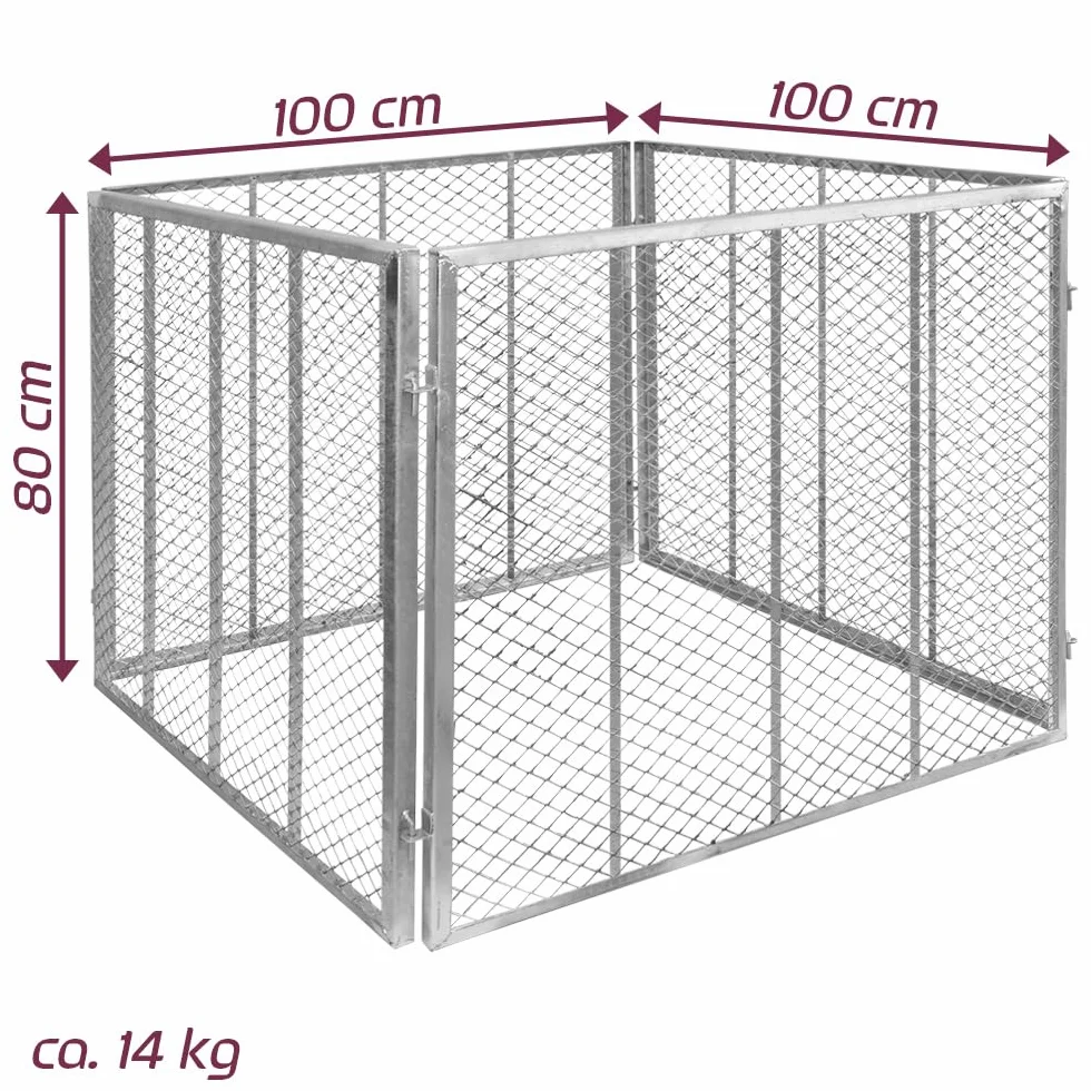 Kompostownik ze stali ocynkowanej, metalowy kompostownik, pojemnik na kompost, kratka kompostowa 100 x 100 x 80 cm, kratka ogrodowa, kompostownik