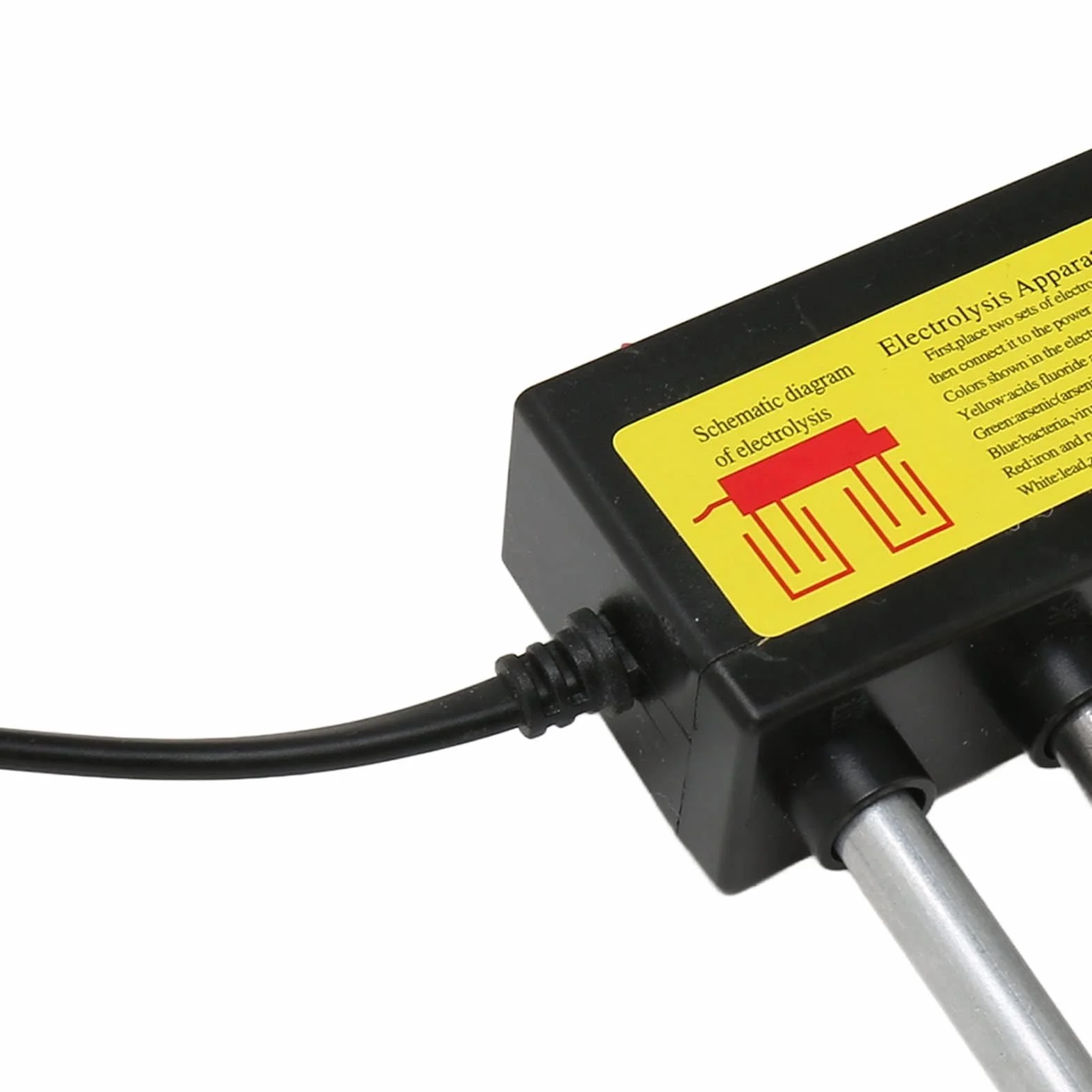 Ejoyous elektrolizator wodny, test elektrolizy z bezpiecznikiem szczelnym, 4 metalowe pręty testowe, cyfrowy tester wody (wtyczka UE)