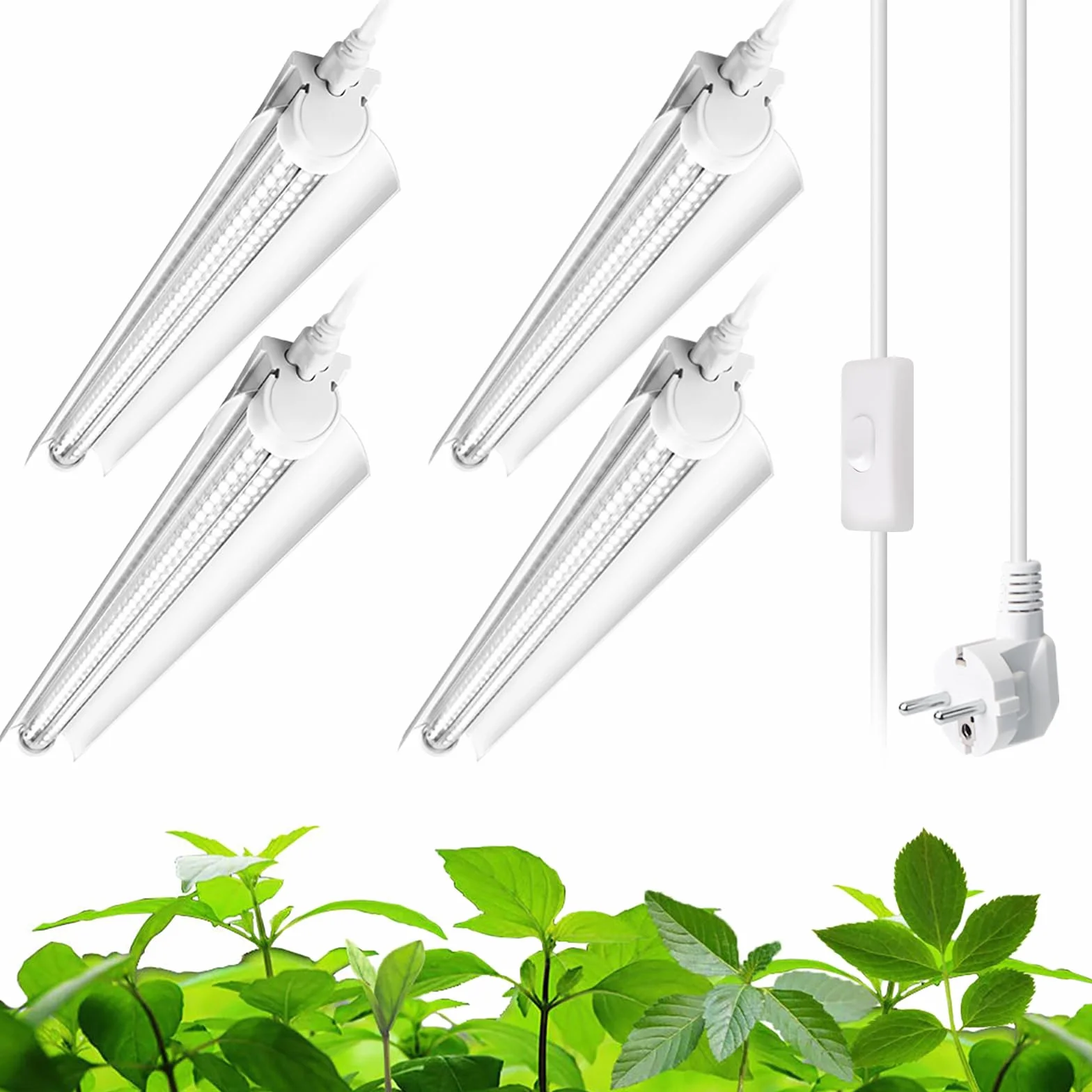Barrina T8 LED Lampa do Roślin Pełne Spektrum, 59 cm, 5000K Zawieszane Oświetlenie Wzrostowe, 96 W (4 x 24 W), Łączone Paski Świetlne, Zestaw 4 szt