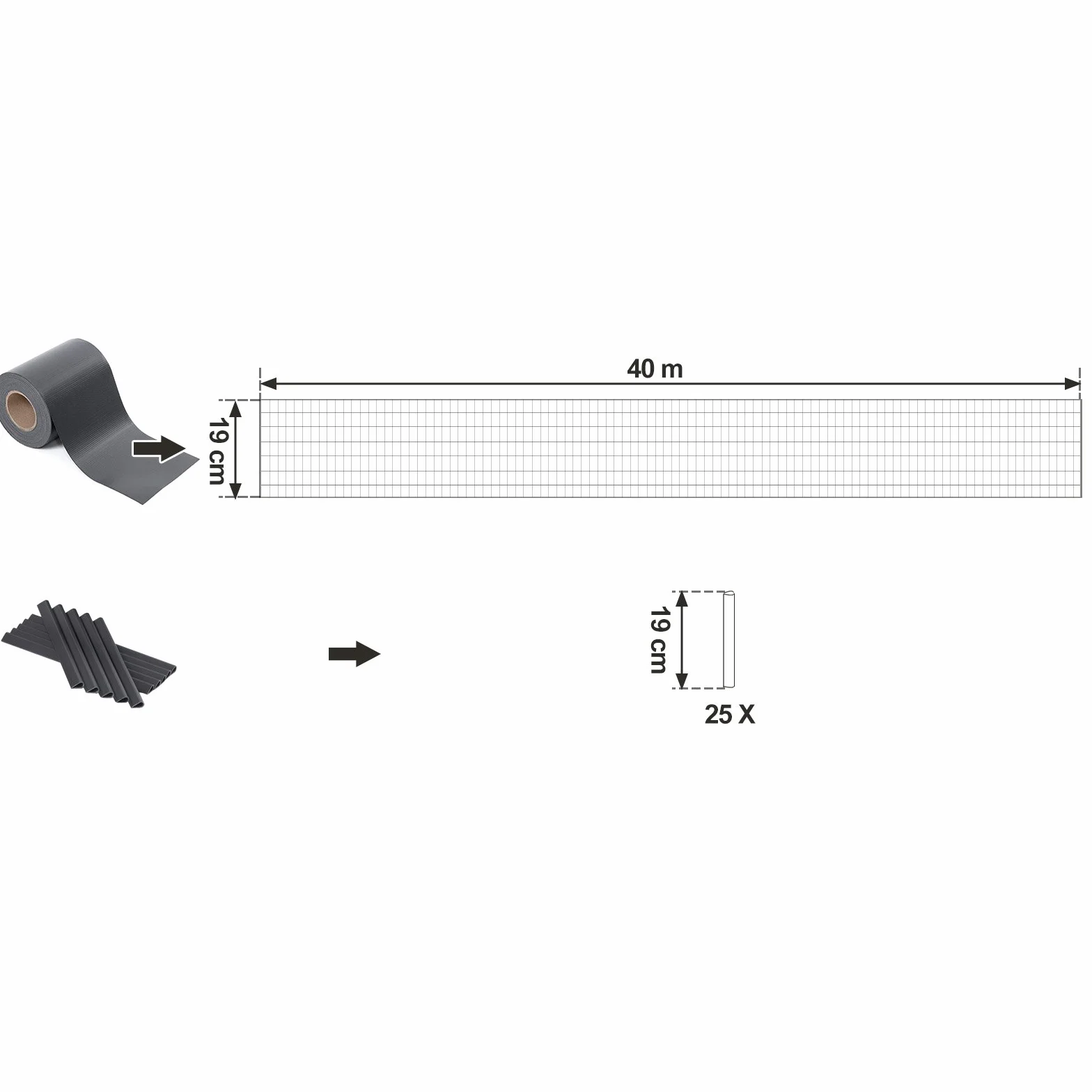 Songmics GPJ100GY Folia Ogrodzeniowa Z PCW, Antracytowa, 40 m x 19 cm