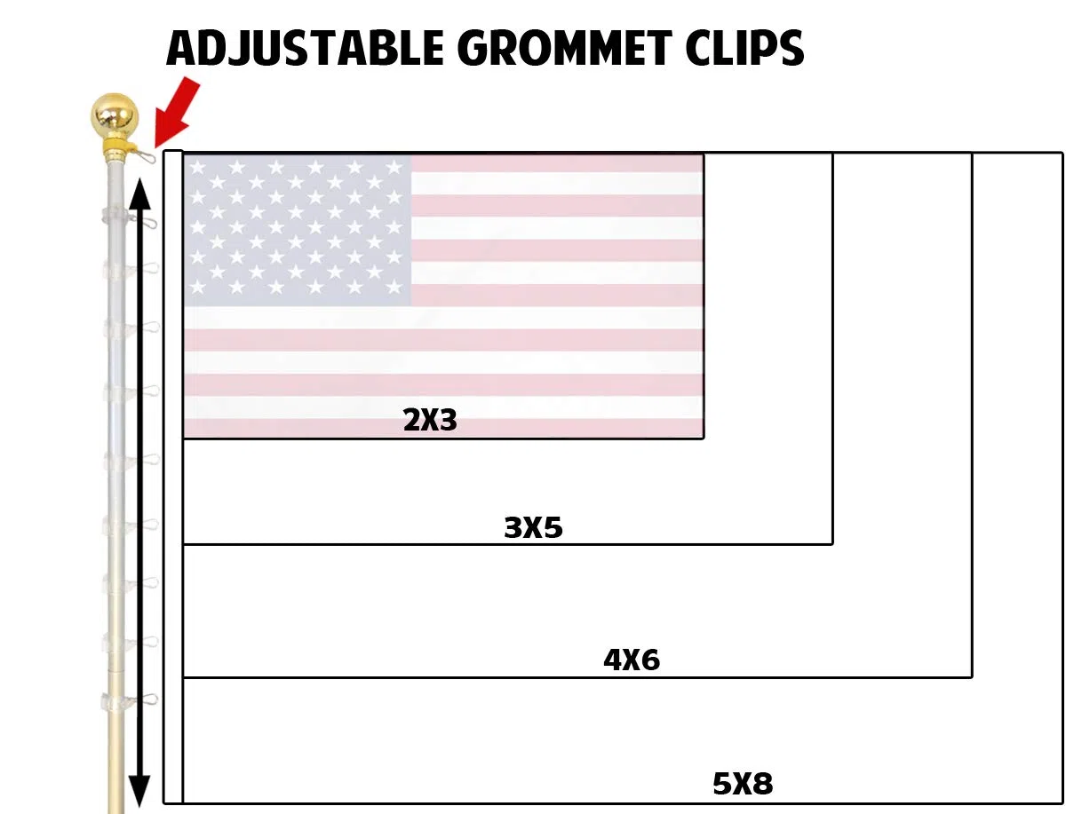 Flags Imp aluminiowy maszt 2,4 m w kolorze srebrnym z dekoracyjną kulą.