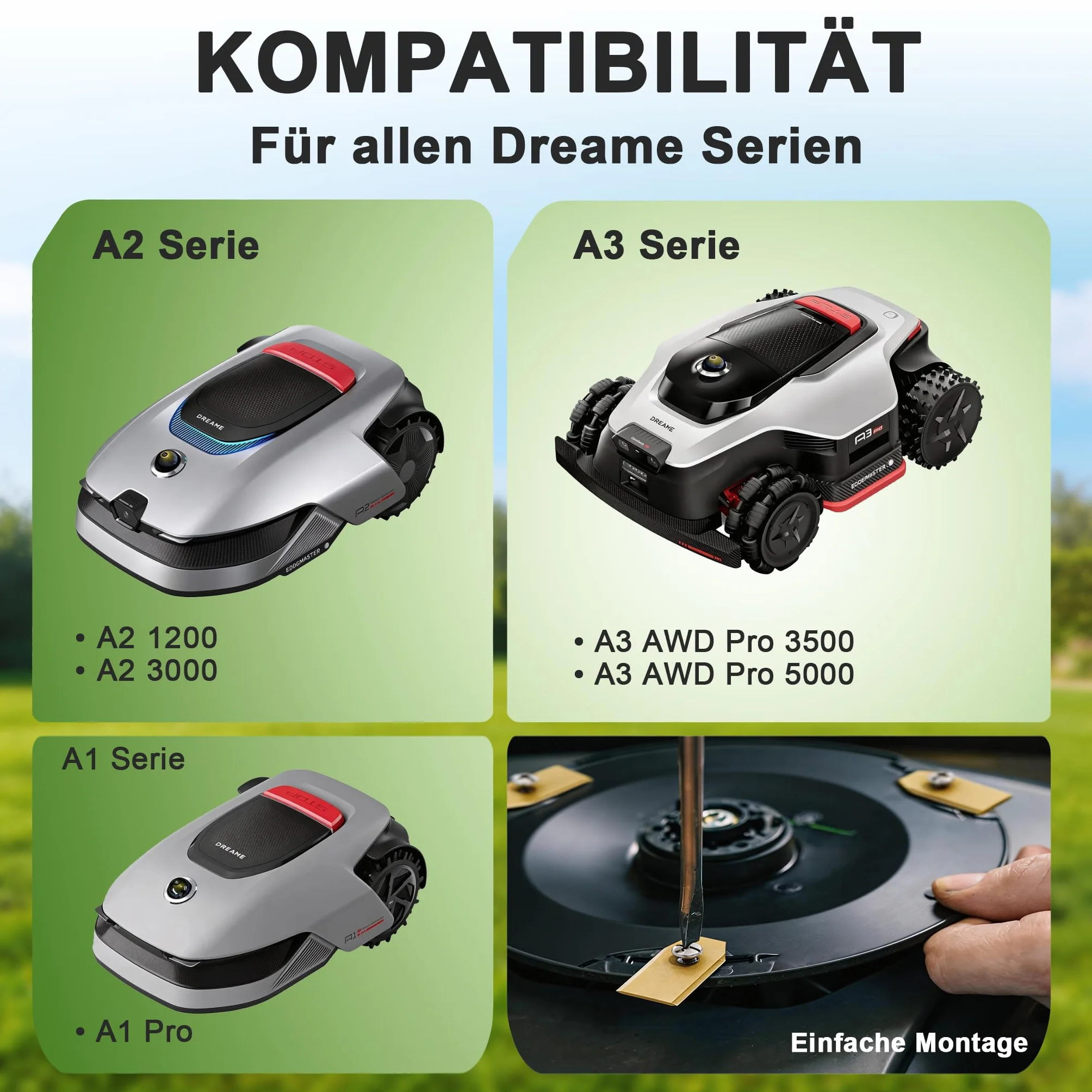 Zestaw 30 tytanowych noży tnących do kosiarek robotycznych Dreame A1 A1 Pro A1 Ultra A2 M1 M2