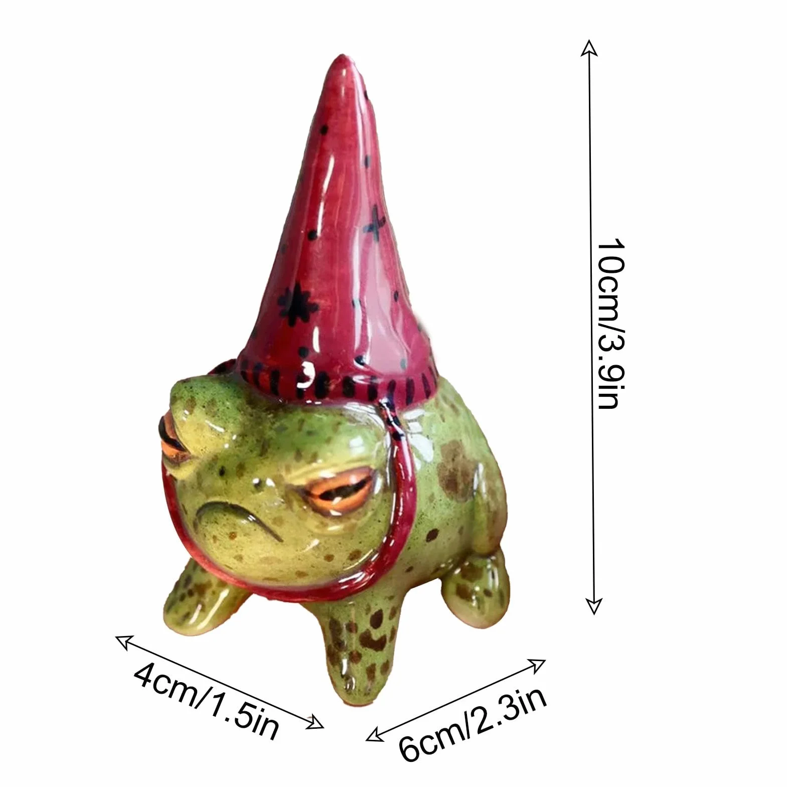 Dekoracje ogrodowe żaba, posągi żab do ogrodu - Figurka z żywicy małej żaby w kapeluszu czarownicy | Ręcznie malowany ornament bonsai rzeźba