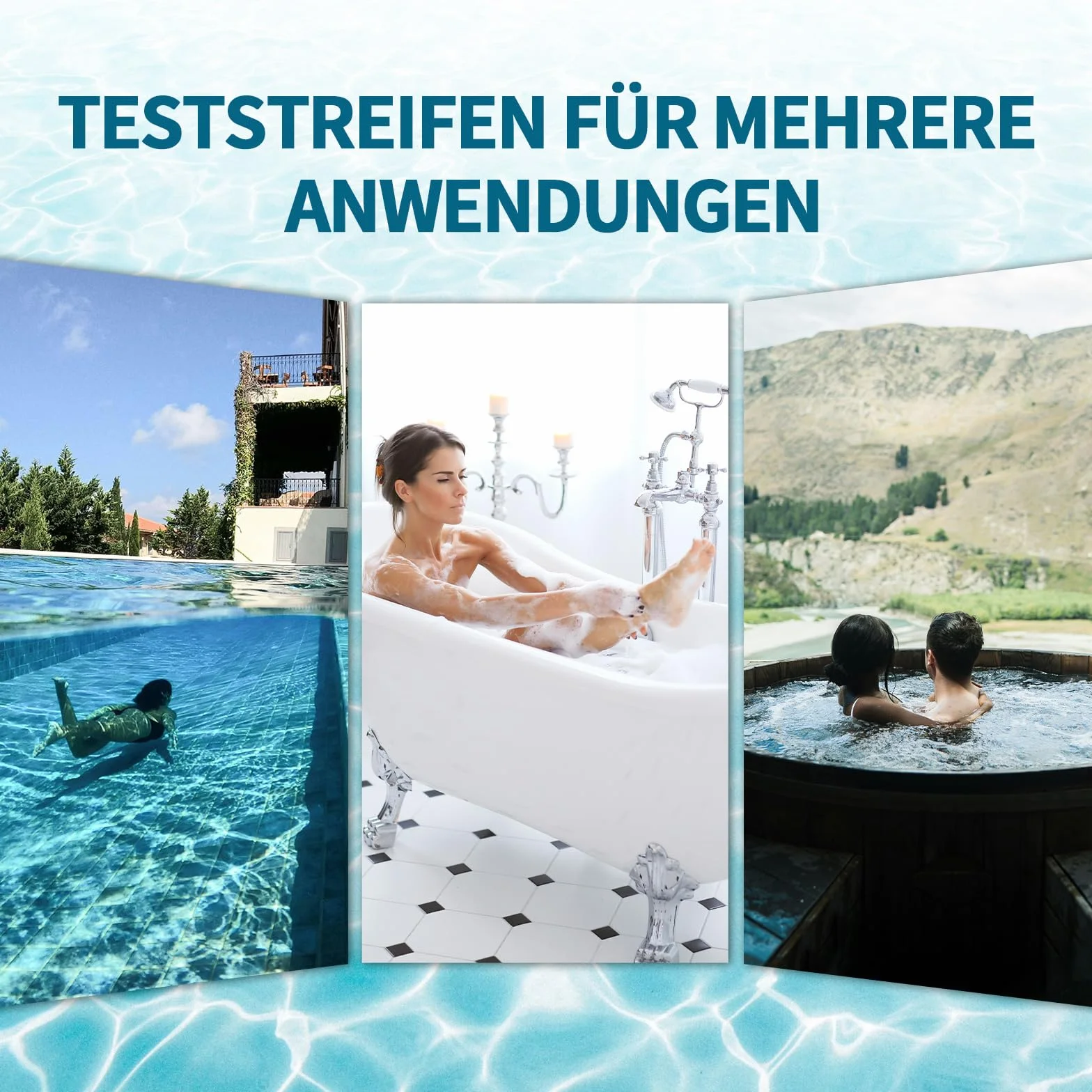RUNBO Paski testowe 7 w 1 do basenów, 150 pasków testowych chemicznych spa, dokładny brom, całkowita zasadowość, PH, wolny chlor, całkowita twardość, całkowita twardość, kwas cyjanurowy i całkowita