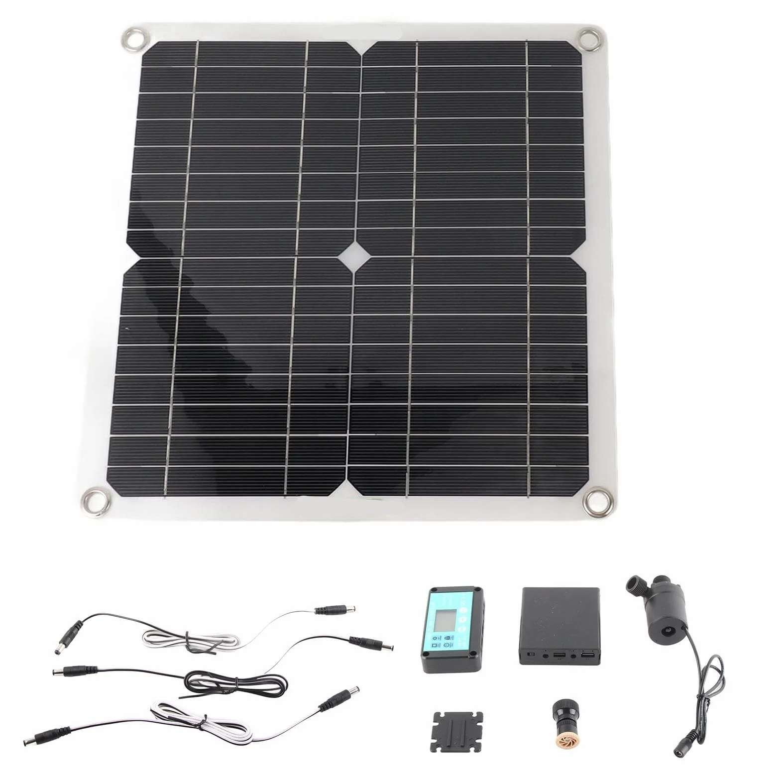 Zestaw Solarnej Pompy Wodnej, DC12V 22W Zestaw Solarnej Pompy Wodnej Do Fontanny Ze Skrzynką Akumulatorową I Regulatorem Rozrządu, Pompa Głębinowa Zasilana Panelem Słonecznym Do Małego Stawu Ogrodoweg