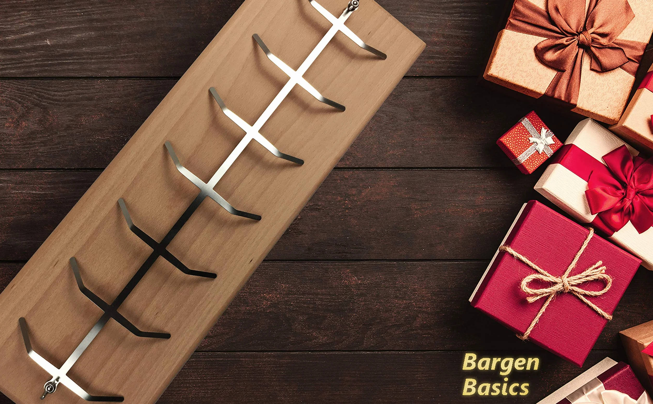 BargenBasics Großes Premium Flammlachsbrett mit Stabiler Edelstahl-Halterung - Grillzubehör für Feuerschalen und Kugelgrill
