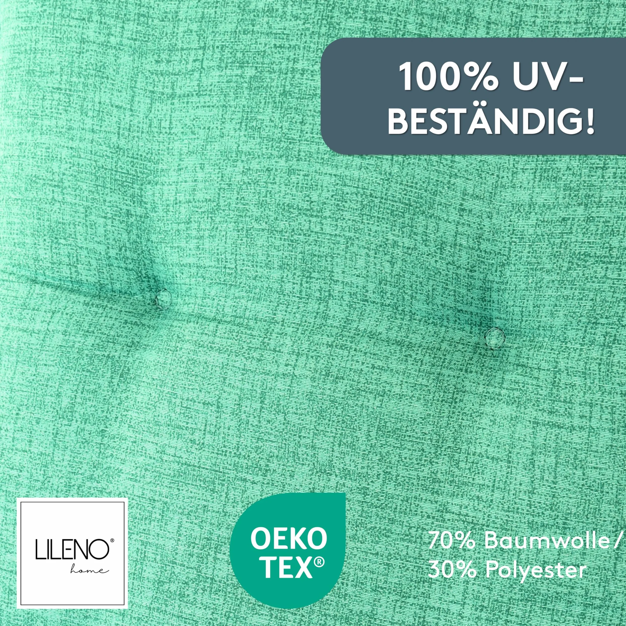 LILENO HOME Poduszki na krzesła ogrodowe zestaw 2 szt. wysokie oparcie turkusowo-zielony