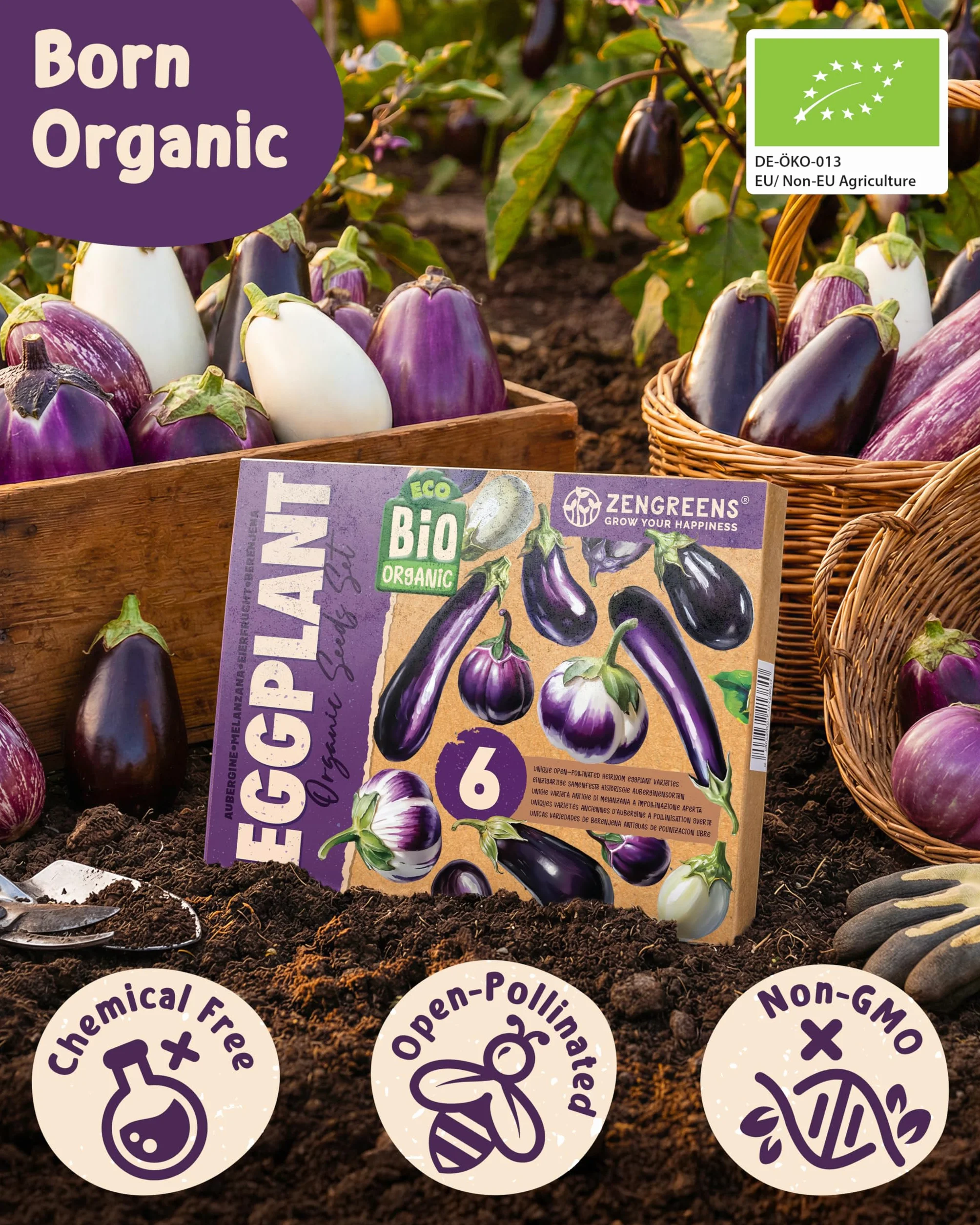 Organiczny Bakłażan Zestaw Nasion 6szt ZenGreens