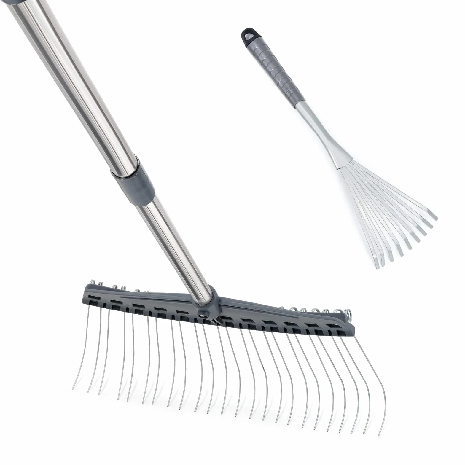 Grabie Ogrodowe Regulowane 63-160 cm i Ręczne 43 cm - Do Liści, Trawy, Siana, Żwiru - Odpowiednie Do Ogrodu