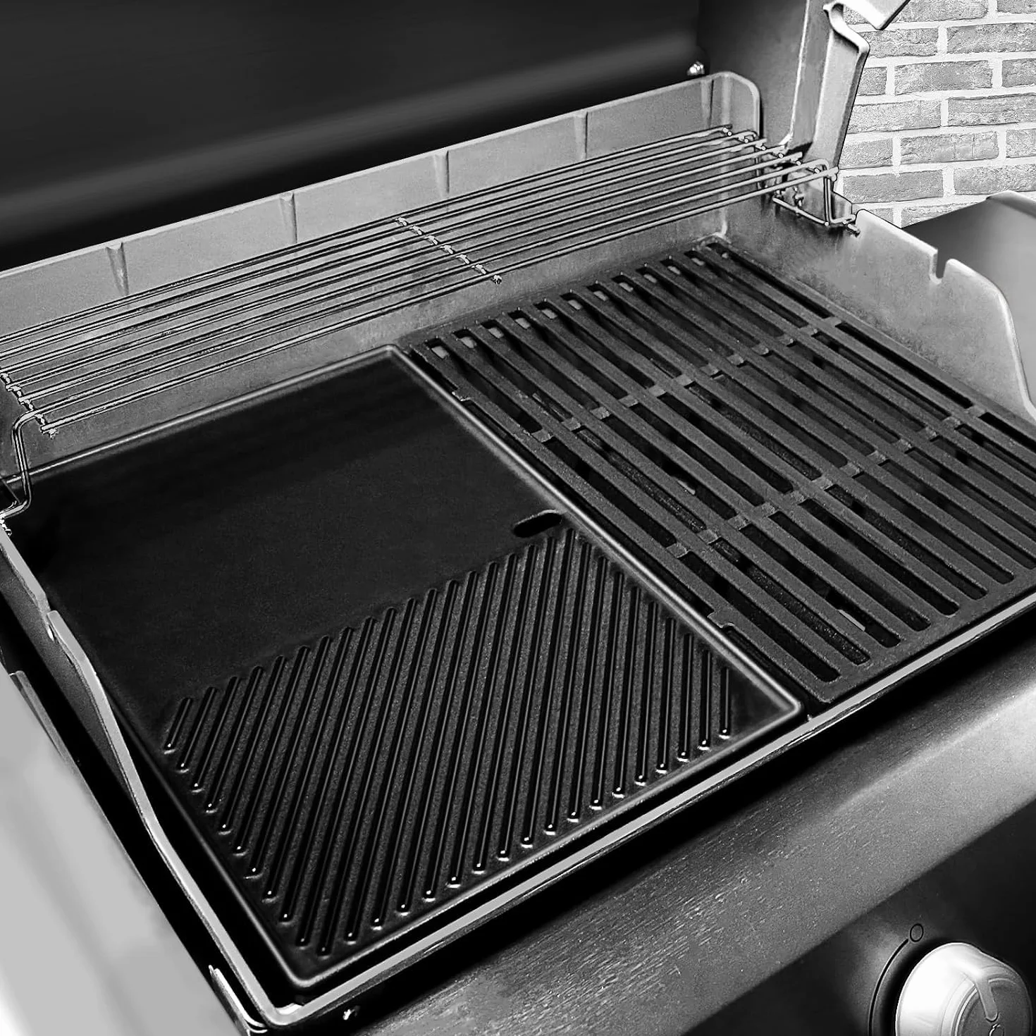 Denmay 7638 żeliwna płyta grillowa 44,5 x 30 cm do Weber I & II Spirit E/S 310, 320, 330, Spirit E-310 Classic, 700, Genesis Silver