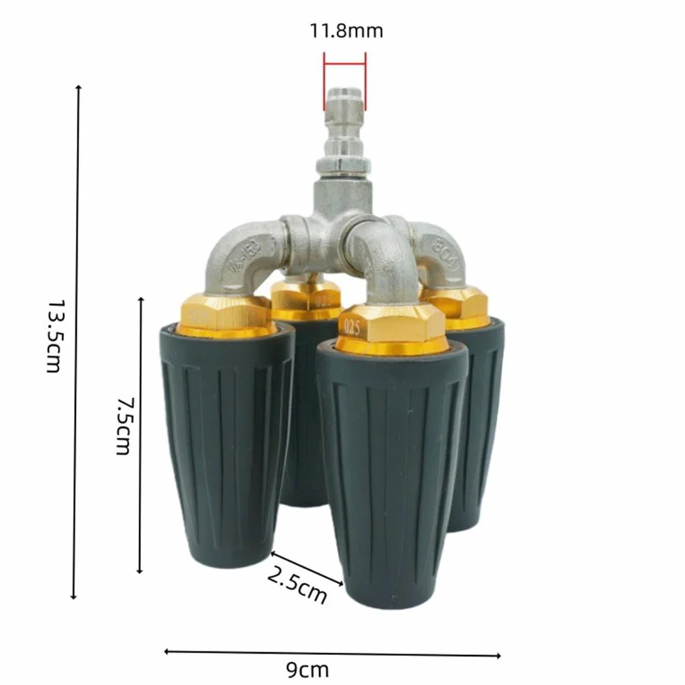 Dysza turbo 4 w 1 do myjki ciśnieniowej, końcówka natryskowa Quad Turbo z szybkozłączką 1/4" 360°