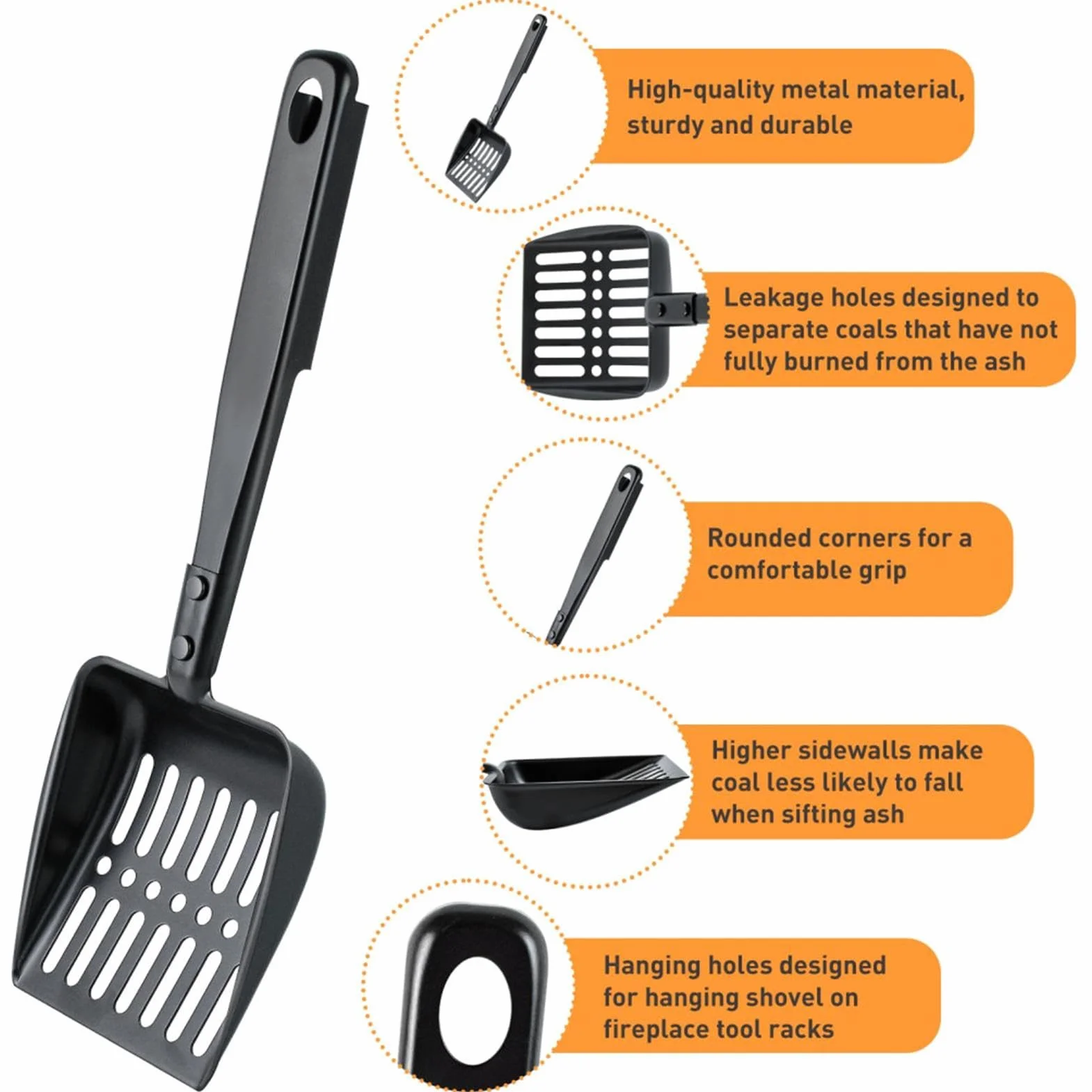 Metal Fireplace Ash Shovel, Hollow Out Wood Stove Ash Sifter, Iron Coal Shovel, Fire Pit Tools, Fireplace Ash Remover, Outdoor BBQ Grill Tools, Iron Ash Shovel, Ash Sifter Shovel