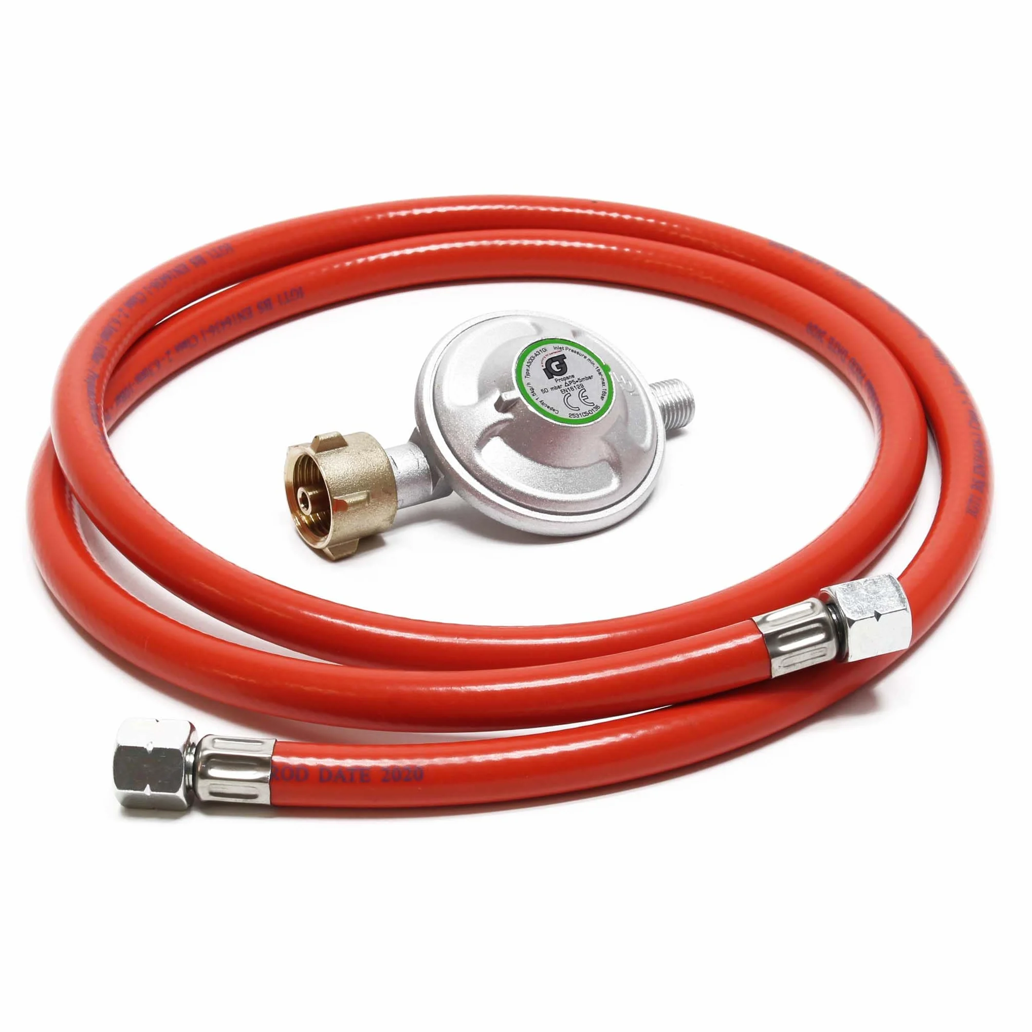 Wiltec Reduktor ciśnienia gazu 50 mbar z wężem propanowym 1,5 m 21,8 x 1,14 l