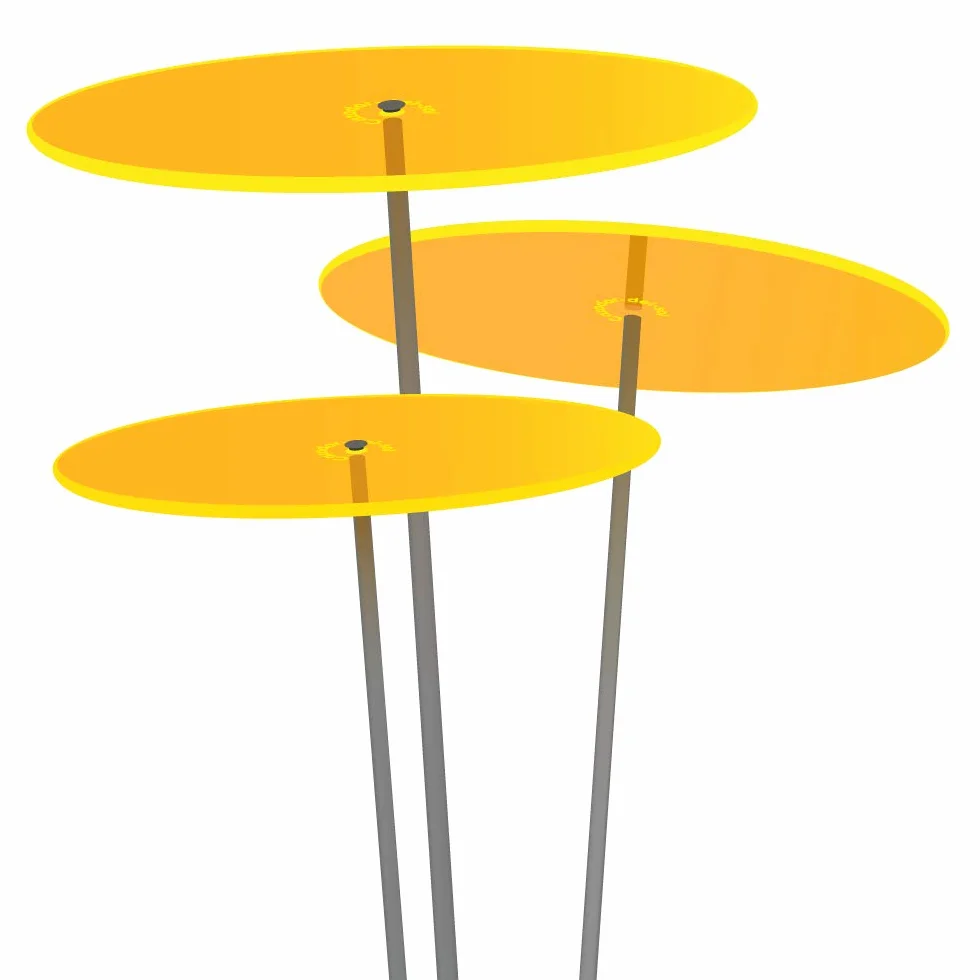 Cazador-del-sol ® - oryginalny | medio - tres | 3 sztuki | żółte tarcze przechwytujące promienie słoneczne | średnica 15 cm | wysokość 120 cm