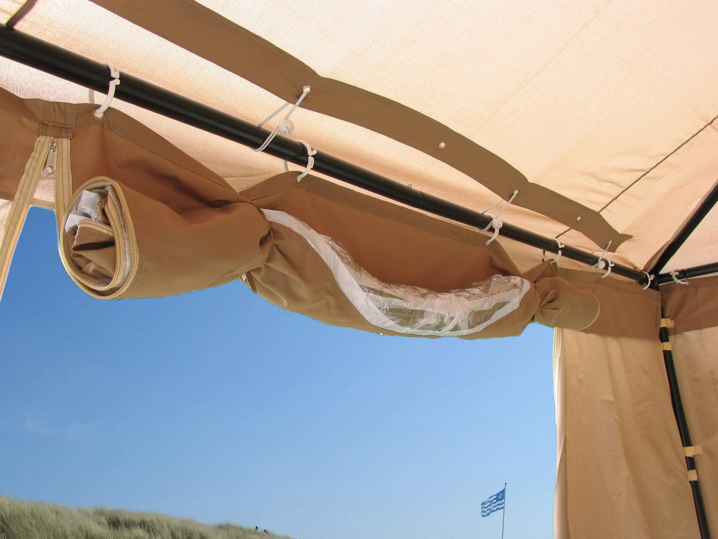 QUICK STAR panele boczne z okienkiem PCW 300x193 cm do pawilonu Sahara 3x3 m piaskowy