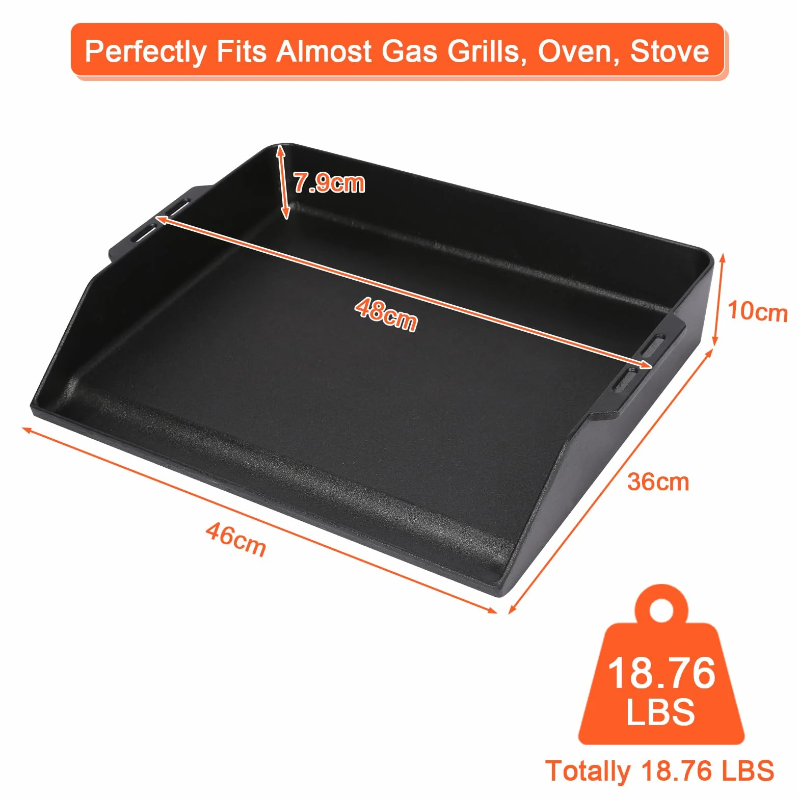 Denmay Uniwersalna płyta grillowa Plancha 48 x 36 cm żeliwna do grilla gazowego