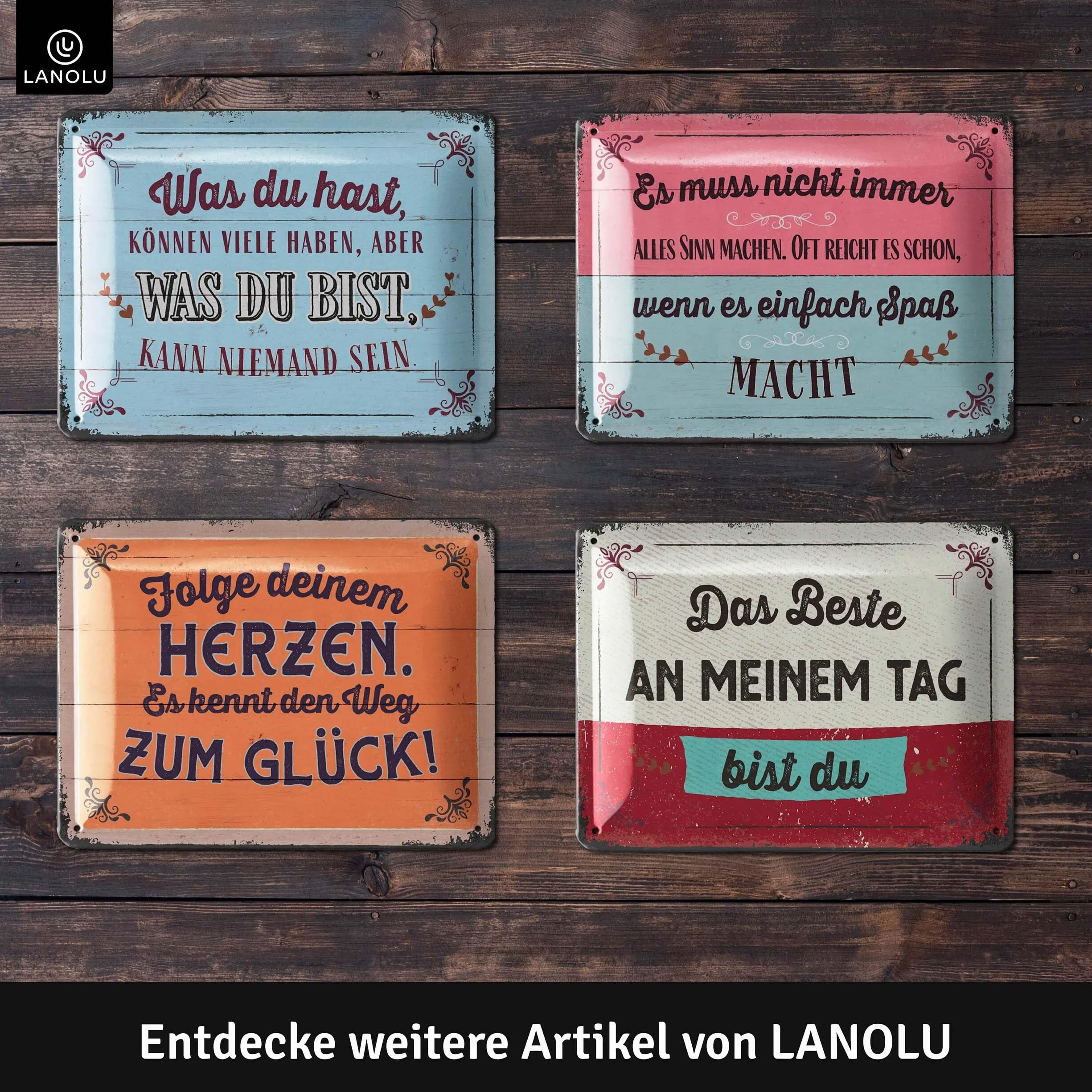 LANOLU Tabliczka blaszana w stylu retro z napisem "Ulubiona przestrzeń" – dekoracja ogrodowa na zewnątrz – dekoracja ścienna ogrodowa tabliczka z metalu, 15 x 20 cm