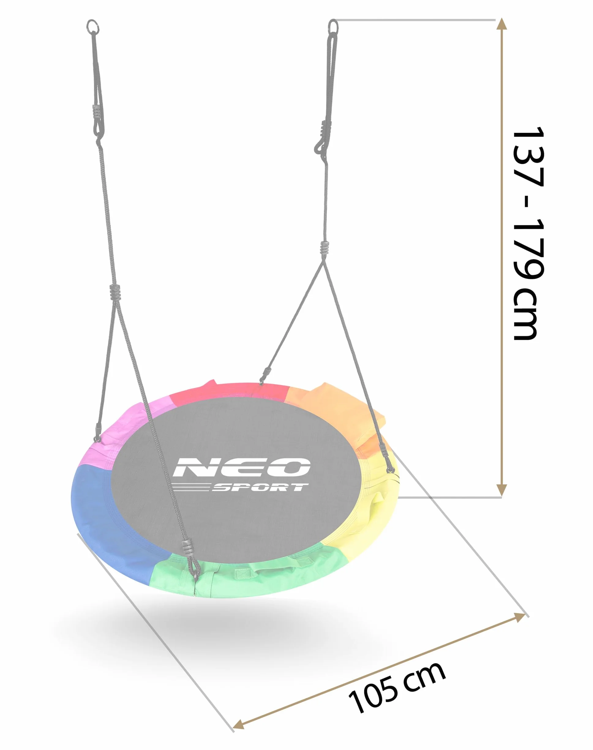 Huśtawka Ogrodowa Bocianie Gniazdo Neo-Sport 105 cm 150 kg Swingo Różnokolorowa