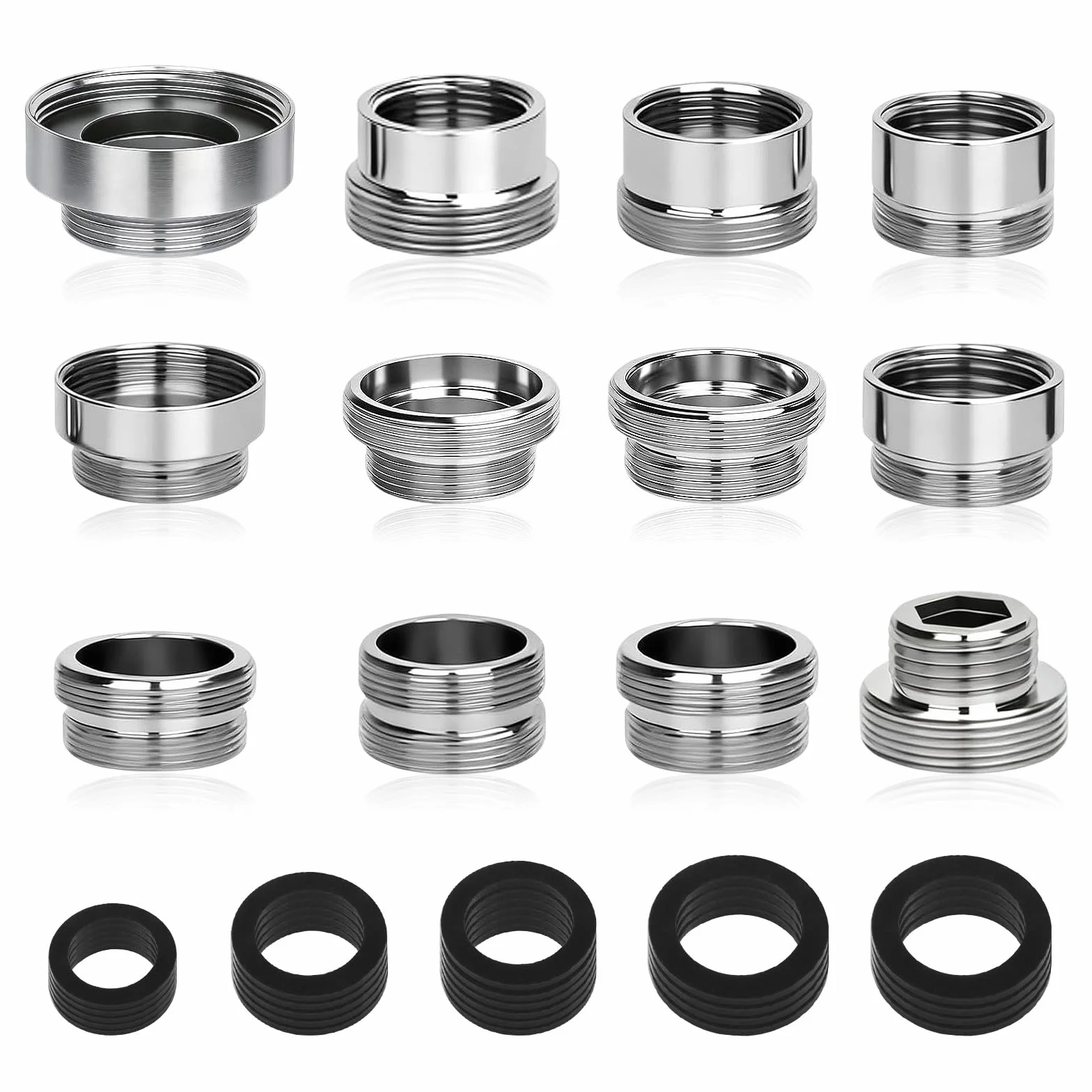 YUE QIN Zestaw 12 adapterów do kranu, M16 na M22, gwint zewnętrzny, podwójne złączki, adapter do kranu z uszczelkami, do kranu kuchennego, regulatora strumienia, filtr wody, umywalka