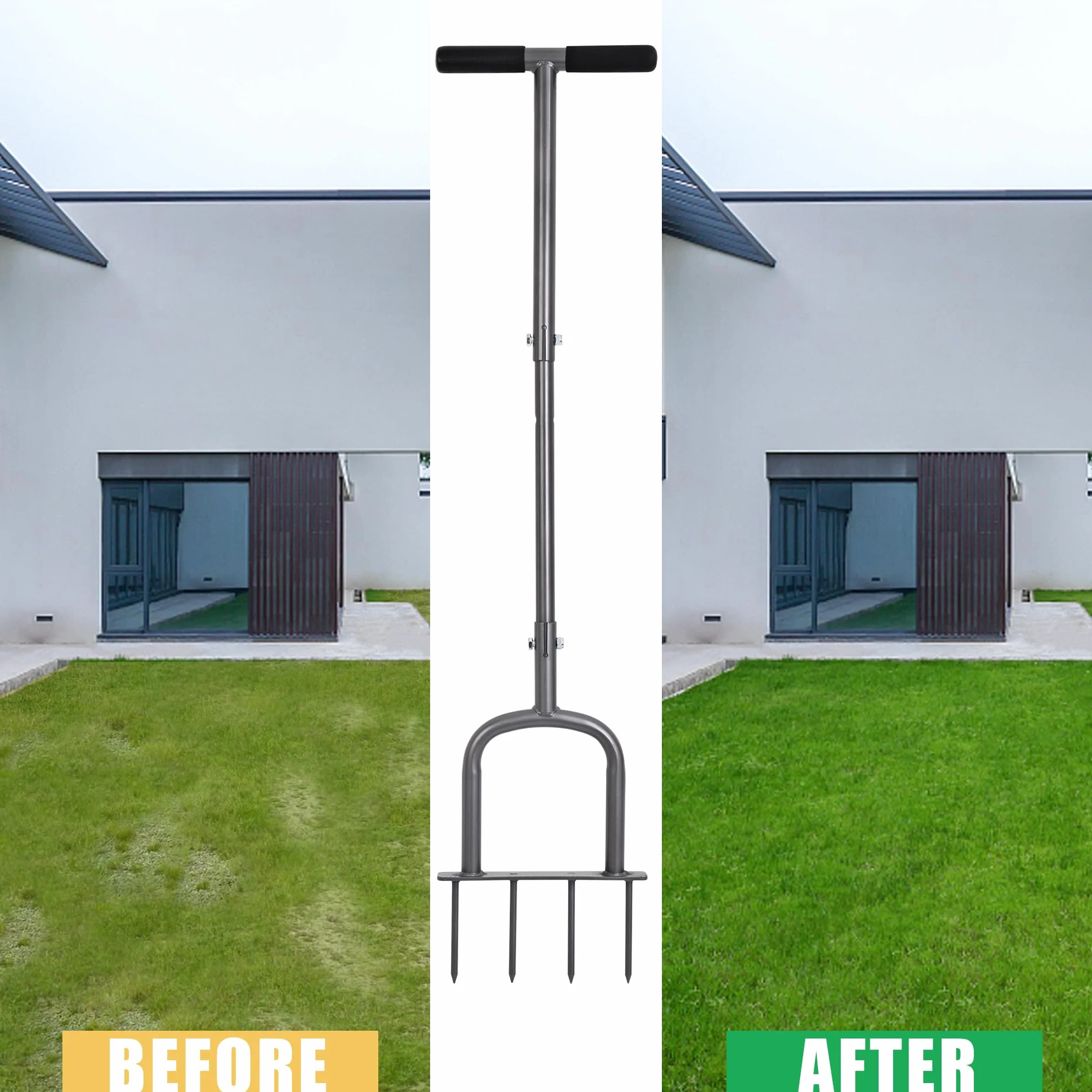BARAYSTUS Mannual Lawn Aerator z regulacją wysokości do kompaktowych nawierzchni i lawns z aeratorem z 4 kolcami