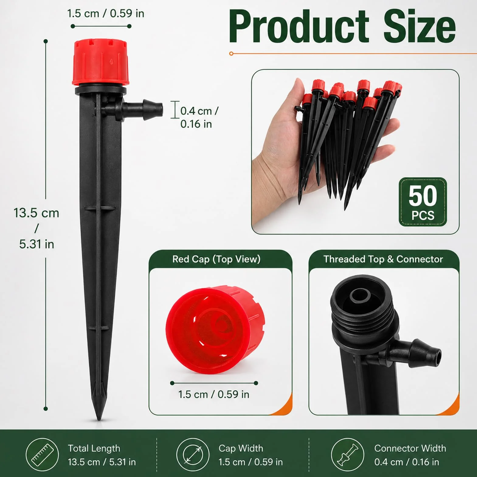 50 sztuk regulowany kroplownik nawadniający, 360 stopni, mikro zraszacze z 8 otworami i złączkami do barb, do rur 4/7 mm, do szklarni, roślin doniczkowych, automatycznych systemów nawadniania