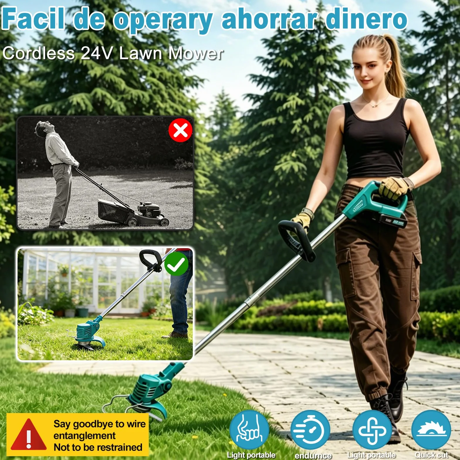 Akumulatorowa kosiarka do trawy Makita, bezprzewodowa kosiarka z 10 nożami, elektryczna wielofunkcyjna przycinarka do trawy/przycinanie krawędzi do trawnika, ogrodu, z 2 akumulatorami 3000 mAh i