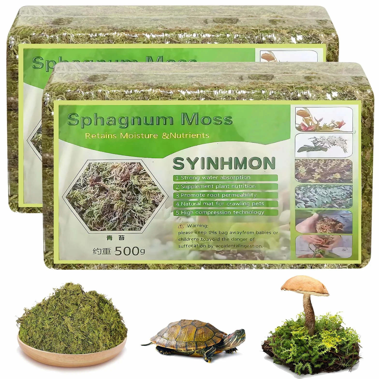 Mech torfowy do roślin, 2 × 500 g Organiczny mech torfowy do karmienia, naturalny materiał roślinny mech torfowy, torfowiec do storczyków do roślin doniczkowych do roślin doniczkowych w domu