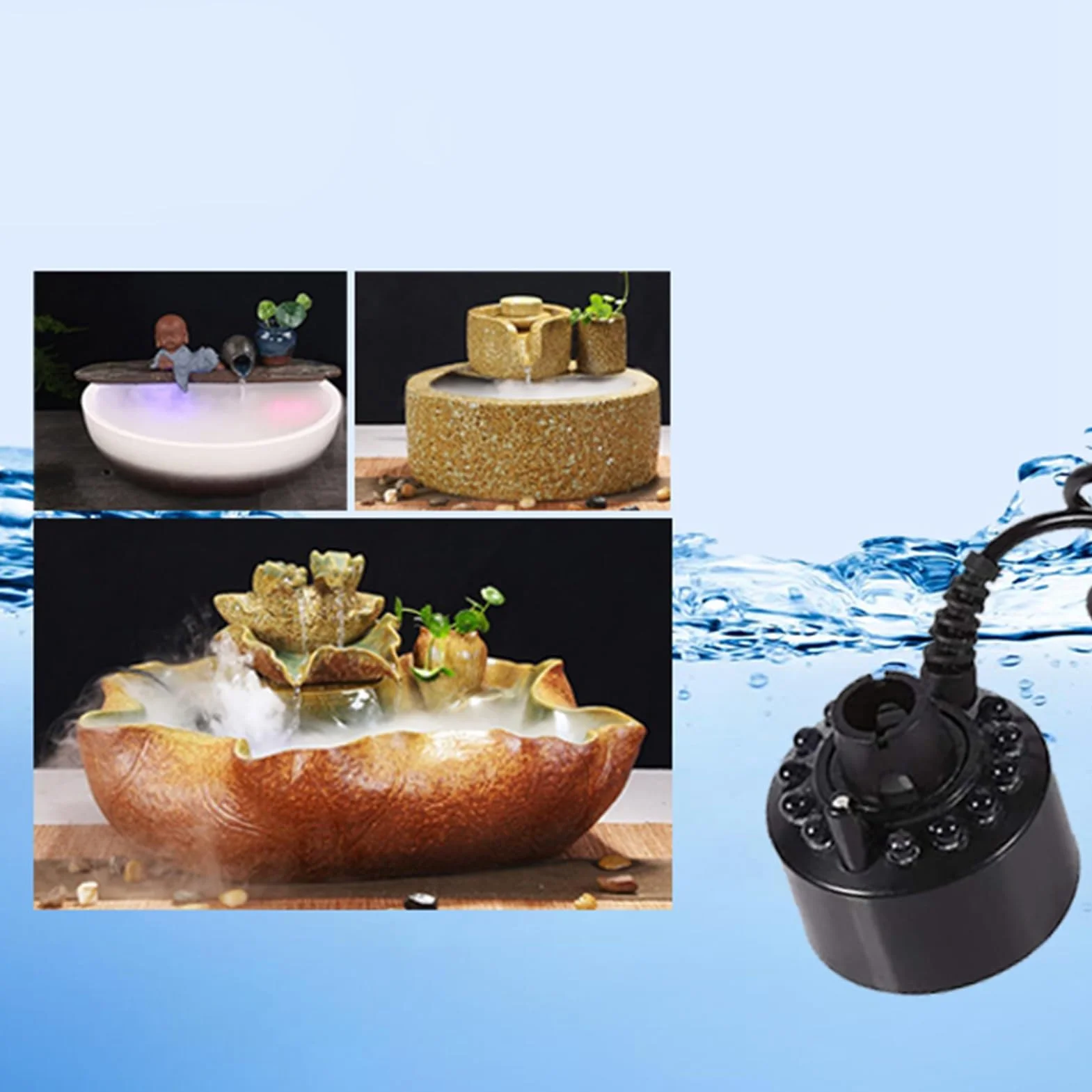 Mist Maker Fogger, 24V 12 LED Zmieniający Kolor Nawilżacz Ultradźwiękowy Mist Maker Water Pond Atomizer Nawilżacz Powietrza do Ogrodnictwa i Stawu