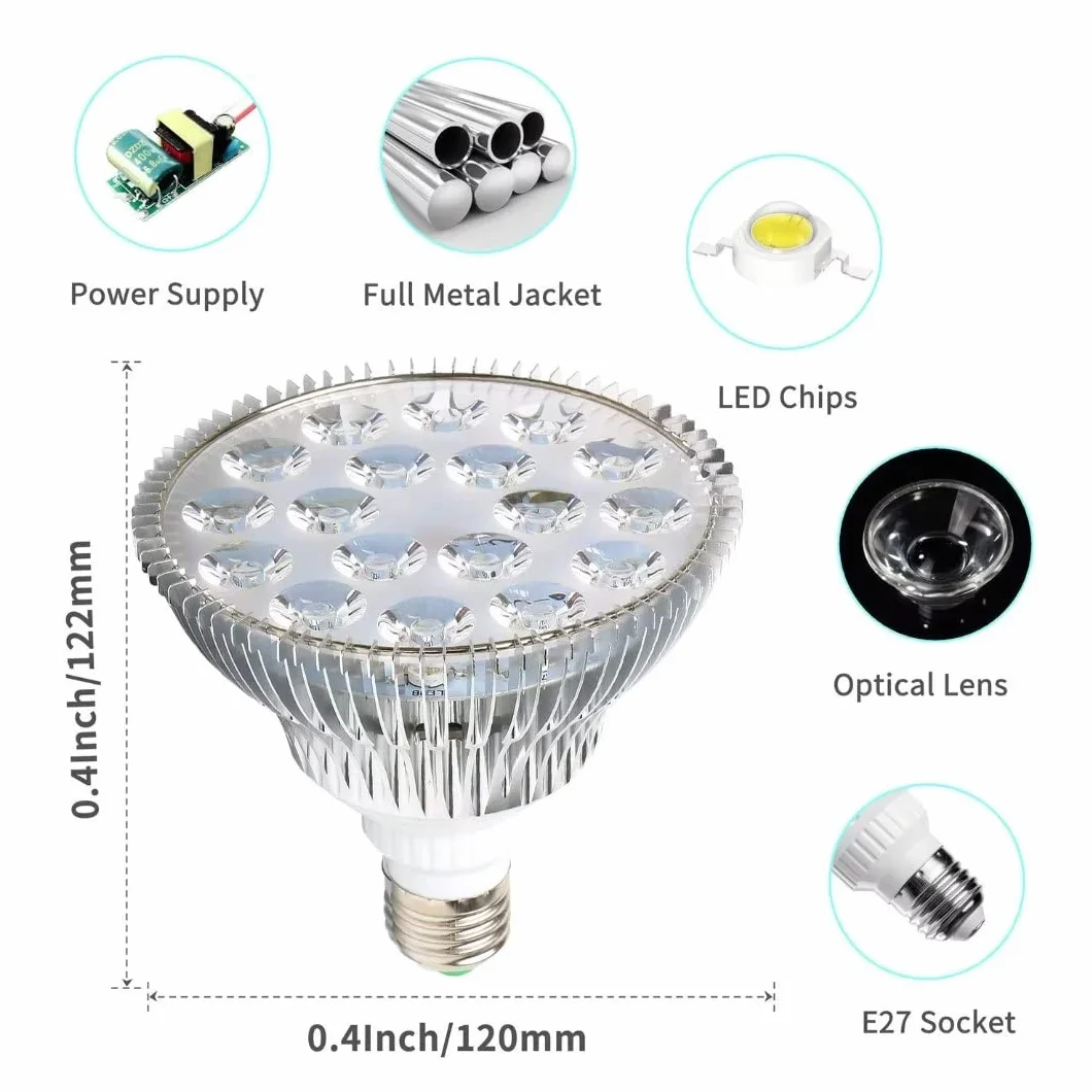 MILYN Żarówka LED 54 W, do roślin pokojowych, spektrum E27, lampa do kwitnienia, kwitnienia i wzrostu roślin, owocowanie, zabezpieczenie sukulentów, białe oświetlenie