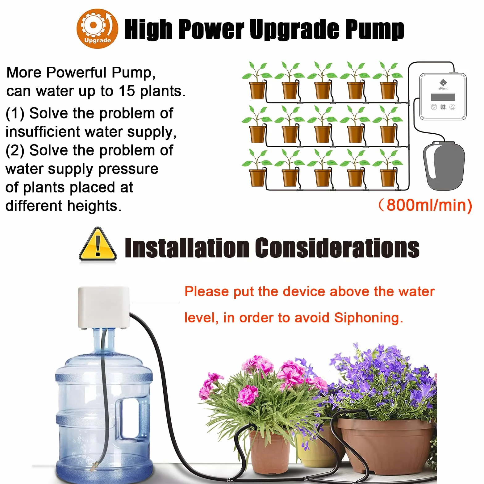 [Upgraded Pump] LCD Automatic Drip Irrigation Kit for 15 Plants, DIY Plant Self Watering System Device Digital Programmable Water Timer, Waterer for Indoor House Plant Vacation Watering
