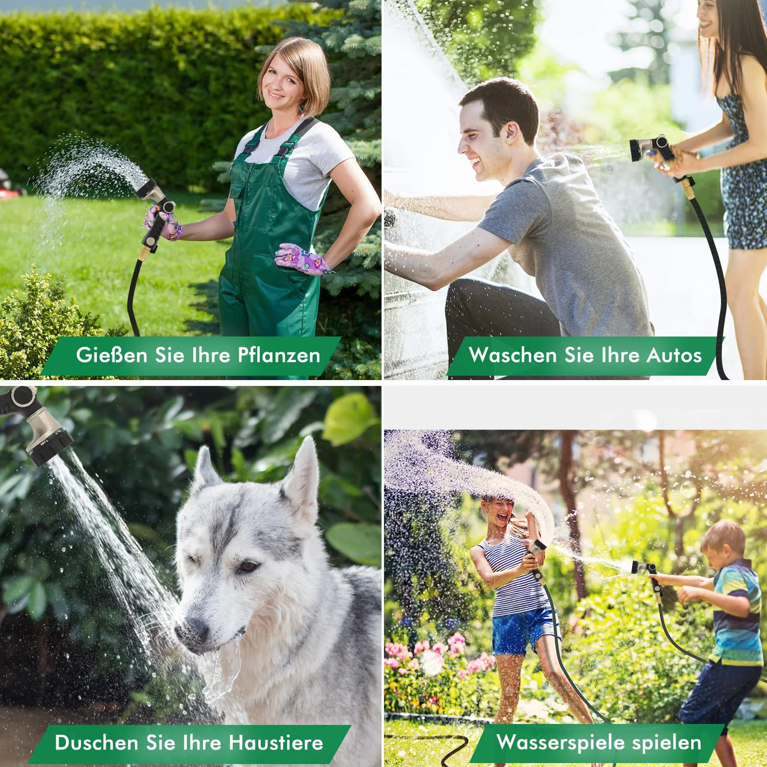 RESTMO Gartenbrause Metall Heavy Duty, Wytrzymała metalowa zraszacz do ogrodu do czyszczenia i nawadniania, wysokociśnieniowa dysza do węża ogrodowego 7 wzorów do nawadniania ogrodu, mycia samochodów