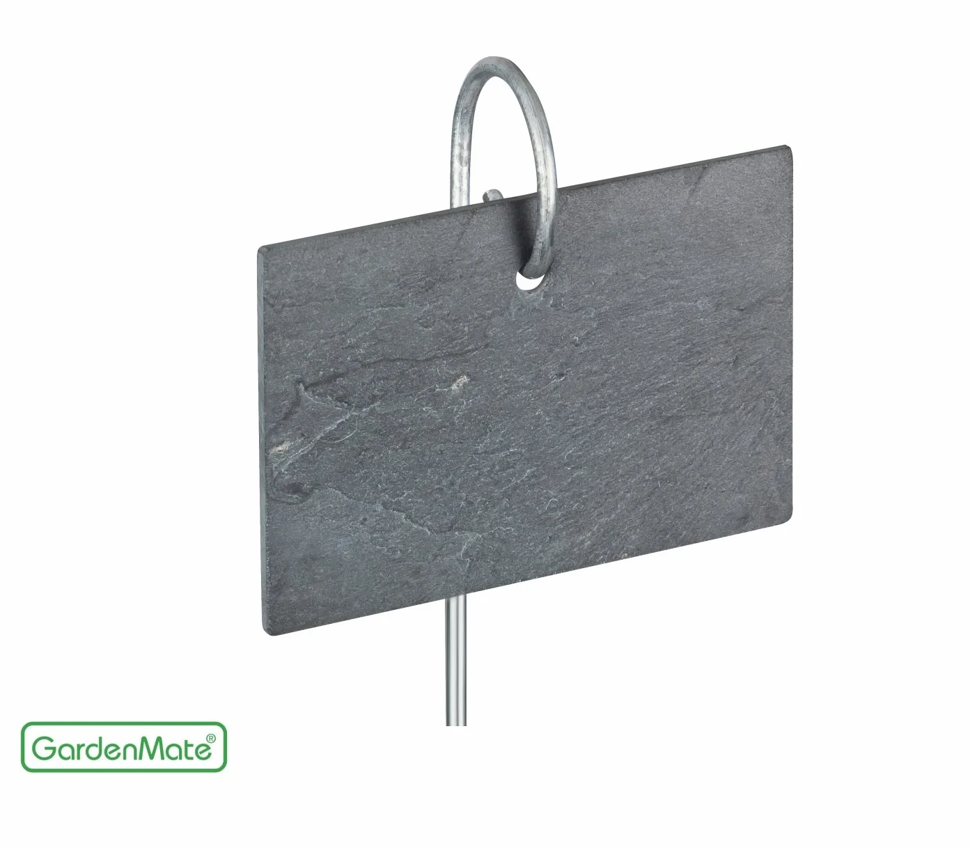 GardenMate Zestaw 10 etykiet do roślin łupkowych w nowoczesnym stylu (10 x 7 cm) wiszących na metalowym pręcie ze stali nierdzewnej (55 cm)