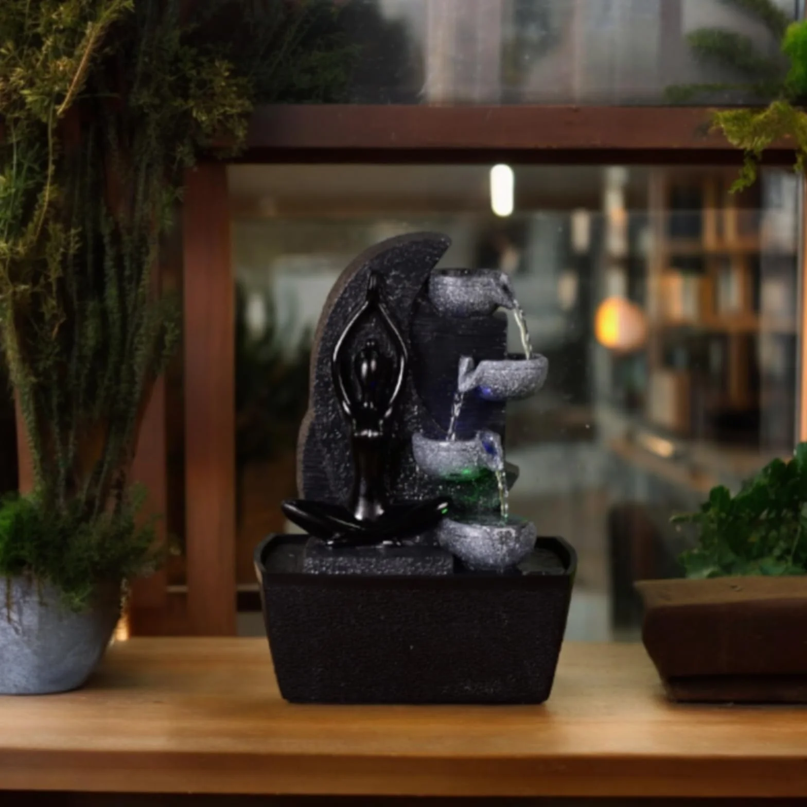 Yama Zen'Light fontanna wewnętrzna wodospad 4 poziomy ściana wodna LED wys. 25cm dekoracja Zen