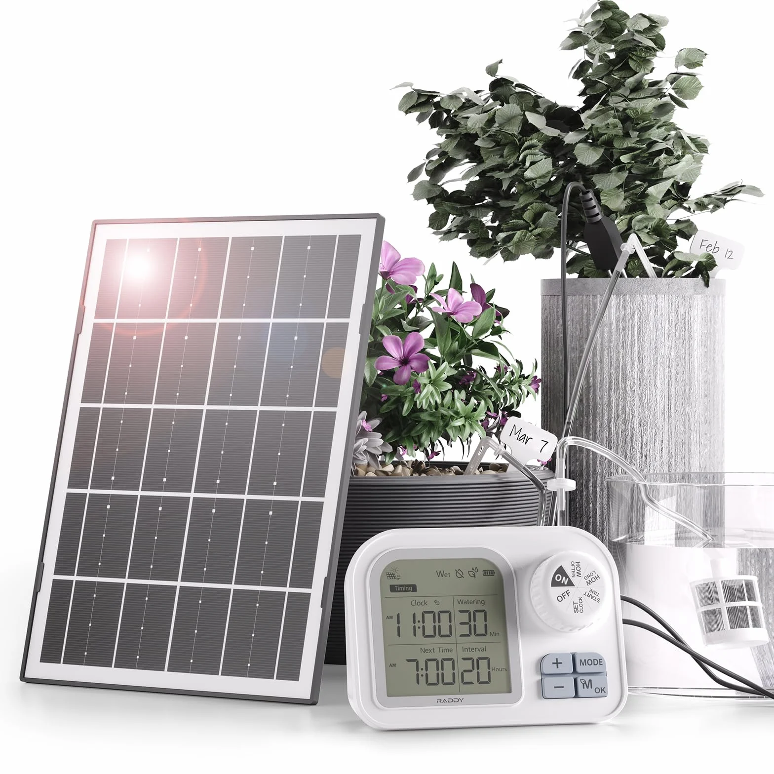 Raddy WS-7 Solar Zestaw do nawadniania kropelkowego, akumulatorem 2600 mAh, IPX7