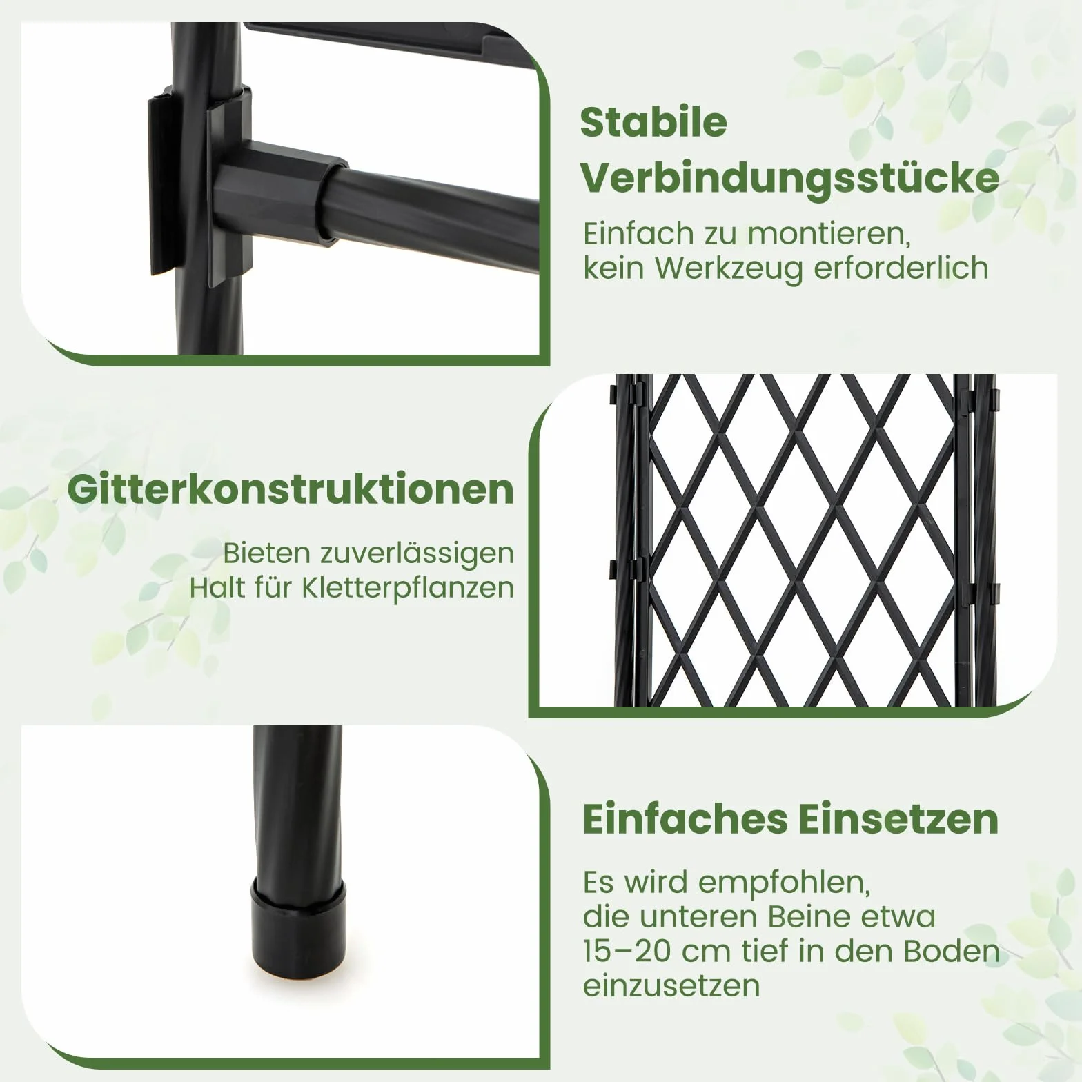 COSTWAY Metalowy łuk różany, łuk ogrodowy dla roślin pnących, łuk do bramy do ogrodu, siatka różana, kratka do wspinaczki, kratka pnąca, łuk do wspinaczki, na podwórko, werandę, wesele, imprezę, 170 x