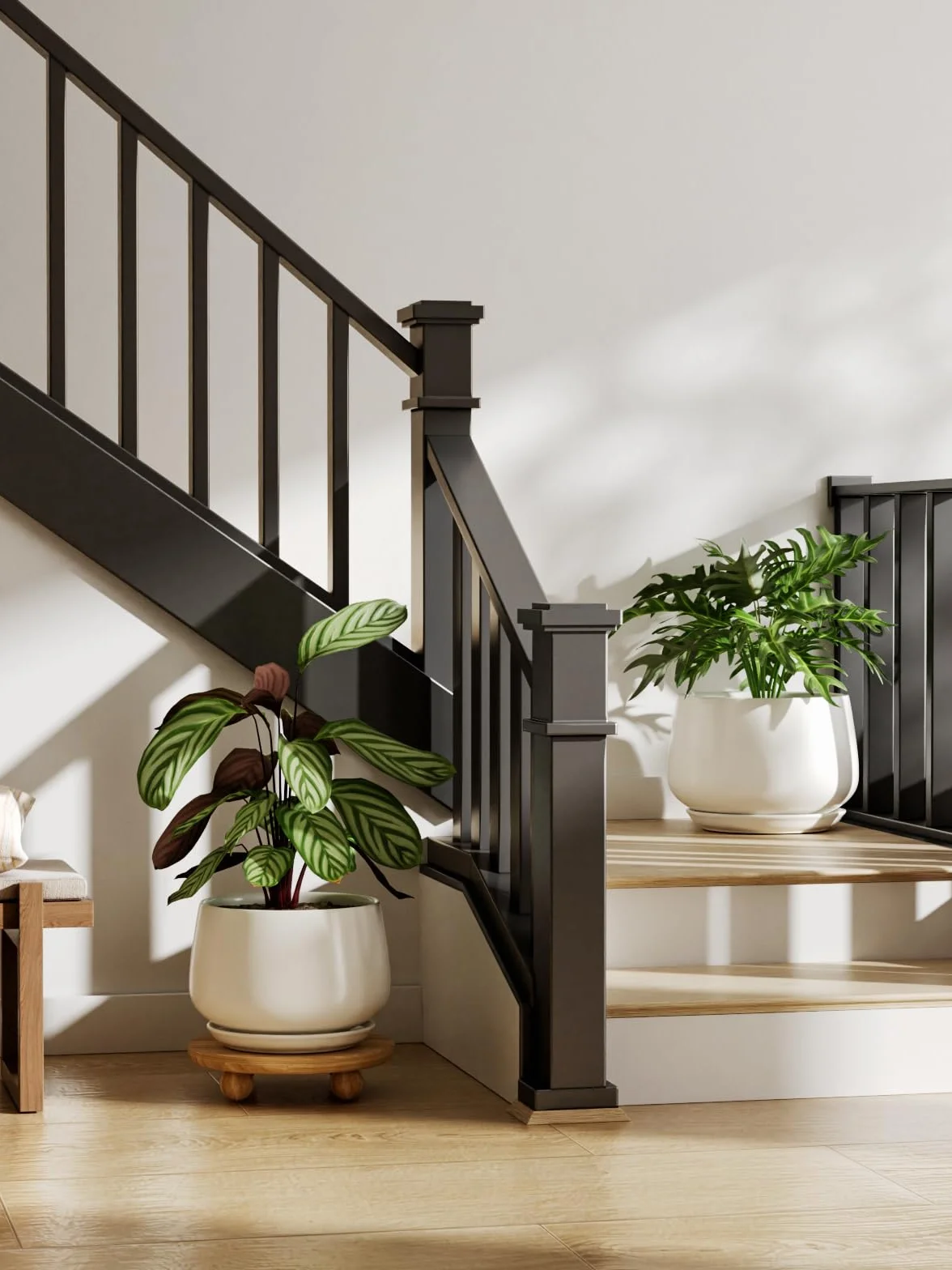 LE TAUCI Ceramiczna Doniczka 25 cm, Donica z Otworem Odpływowym i Podstawką, Zaokrąglony Design, do Salonu, Biura i Roślin Domowych, Biały