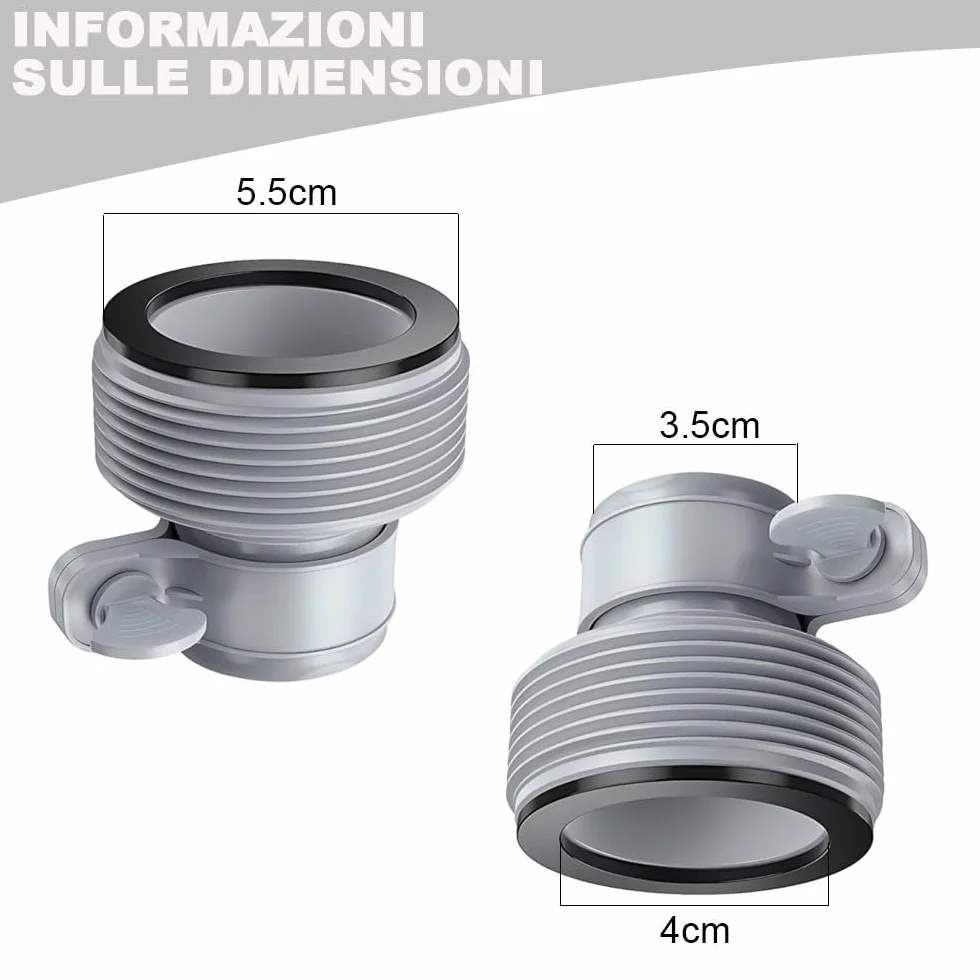 4 sztuki adaptera węża basenowego, złącza węża basenowego, spiralne złączki rurowe, akcesoria basenowe do złączek 1,5" (B)