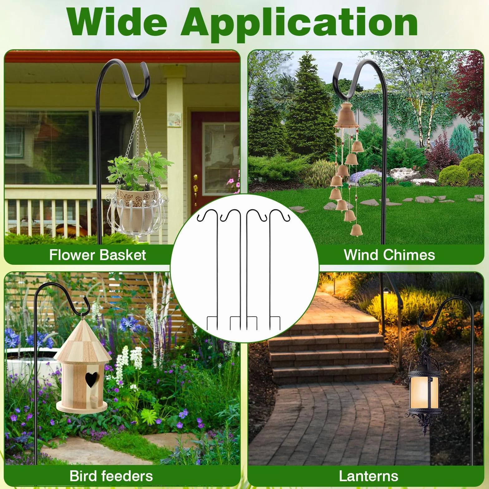 Metalowy pręt ogrodowy z haczykami 81,5 cm regulacja wysokości odporny na rdzę 4 sztuki