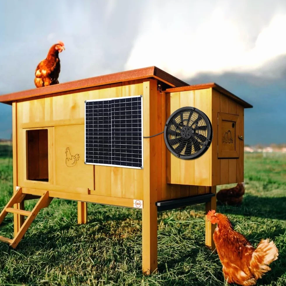 Wentylator solarny, 20 W, odporny na warunki atmosferyczne, zasilany energią słoneczną z wentylatorem DC, do małych kurników, szklarni, szop, domów dla zwierząt domowych, okien