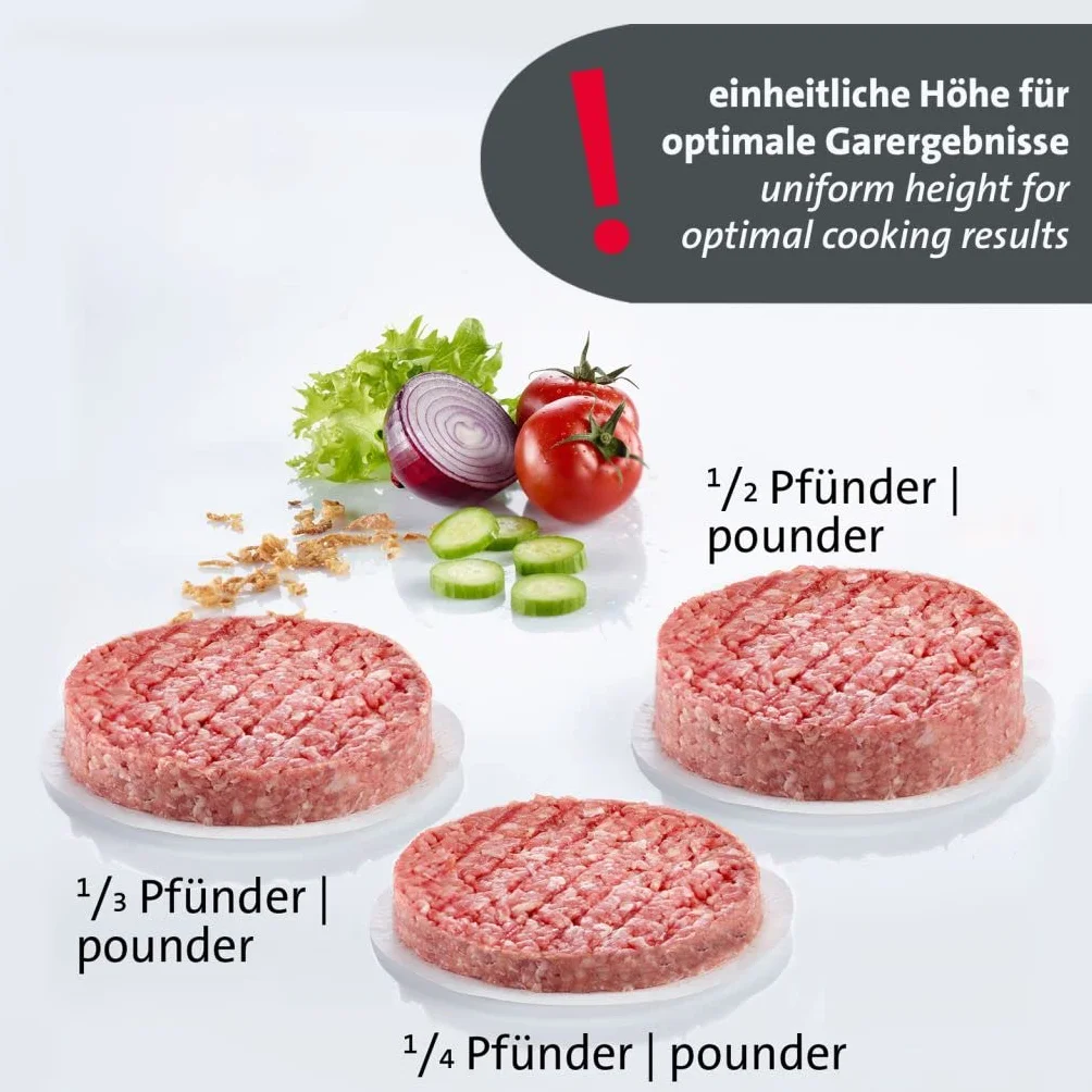 Westmark Prasa do burgerów VARIO PLUS – solidna prasa do hamburgerów, regulowana wielkość poszczególnych hamburgerów, czysta aplikacja, również do hamburgerów wegańskich – ABS
