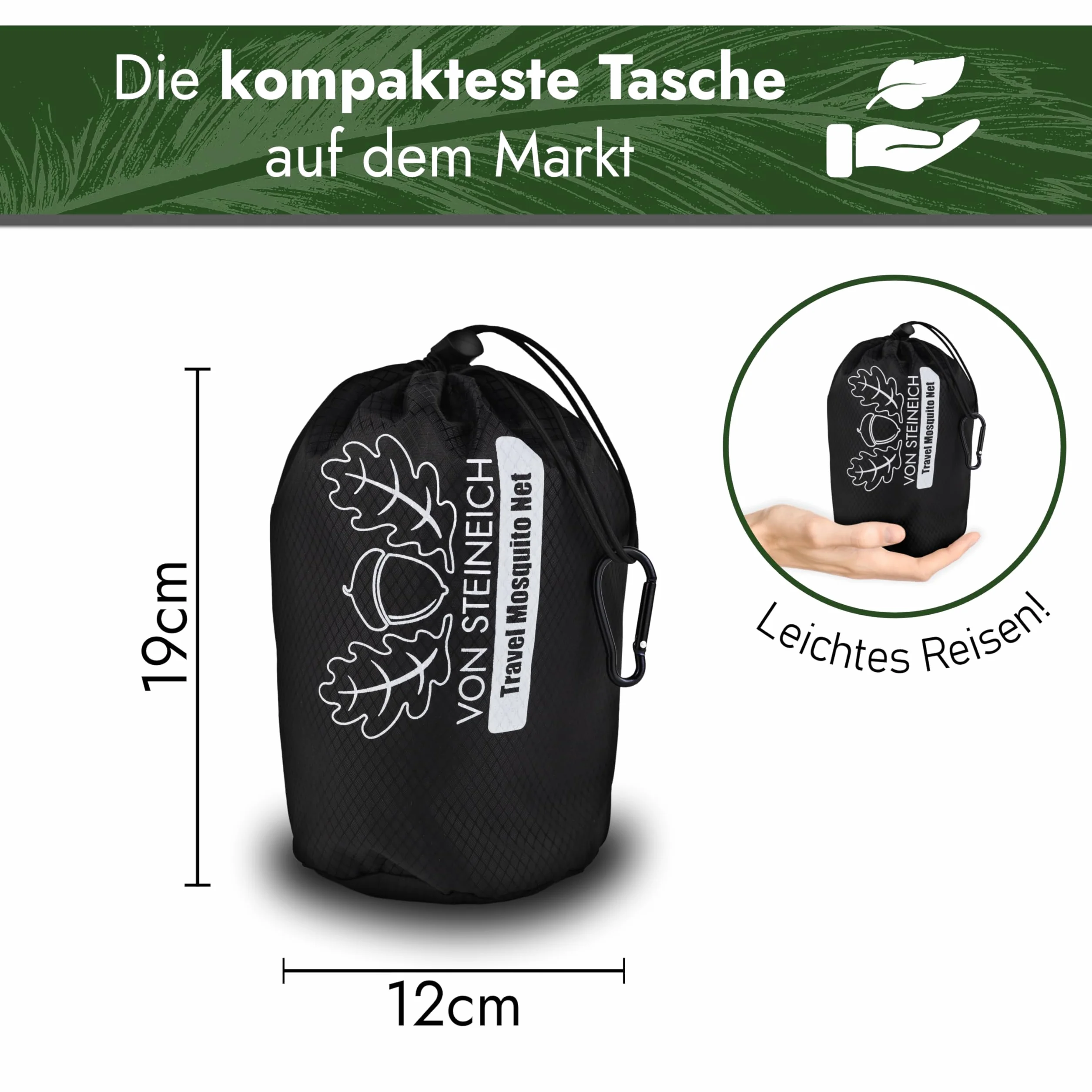 Moskitiera podróżna 220 cm x 170 cm, bardzo lekka, idealna na wędrówki, kemping i wakacje