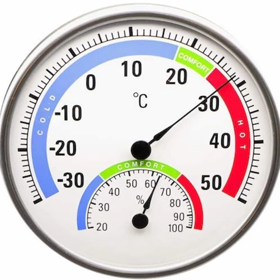 Termometr analogowy WA3050, termohigrometr okrągły z wyświetlaczem komfortu